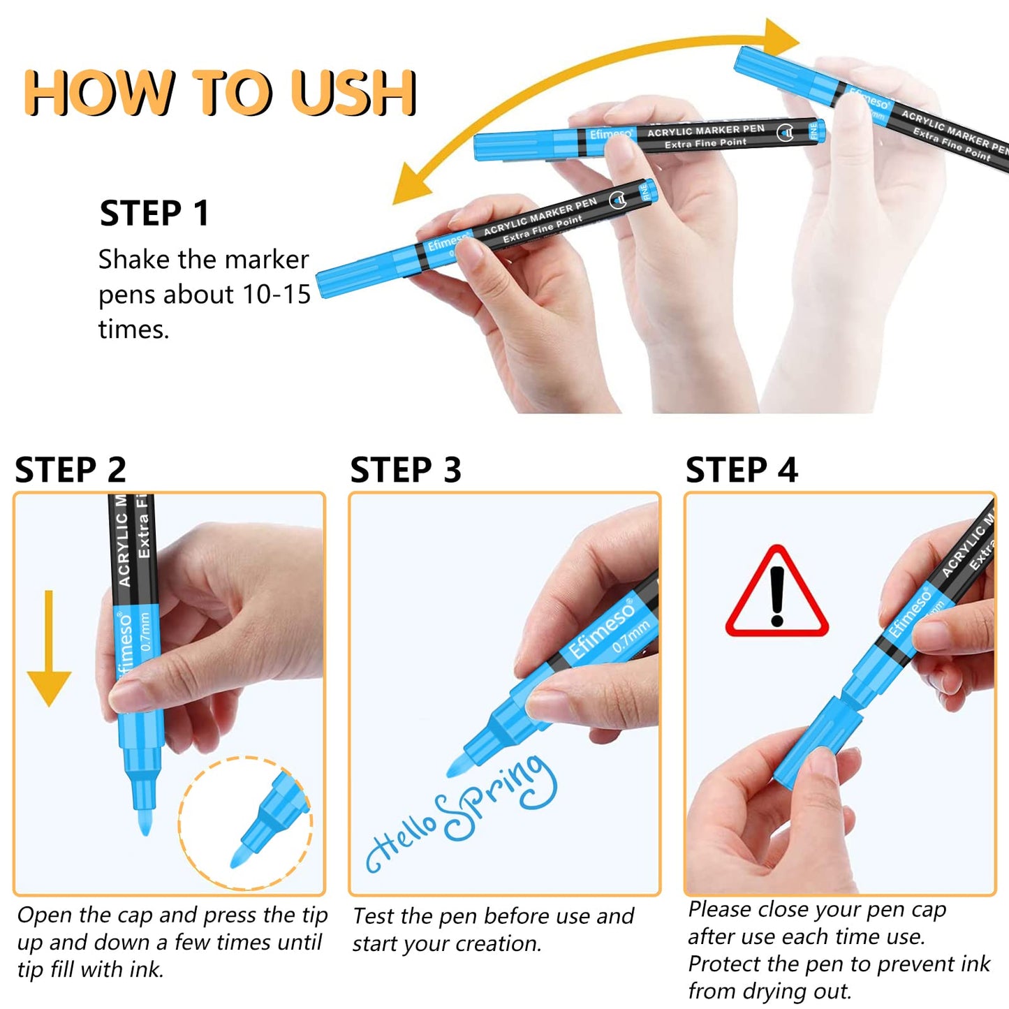 Acrylic Paint Pens, 60 Colors Acrylic Paint Marker, 0.7mm Extra Fine Paint Pens for Canvas, Rock Painting, Wood, Glass, Metal, Ceramic, stone