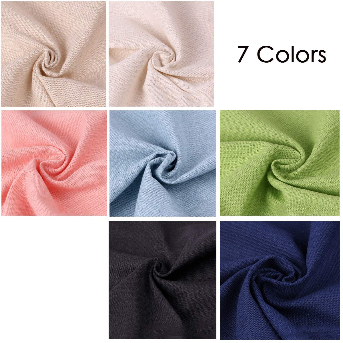 7 Pcs/Set Linen Needlework Fabric Solid Colour Cloth Garments Crafts Accessories Square Embroidery Cloth (50 * 50CM)
