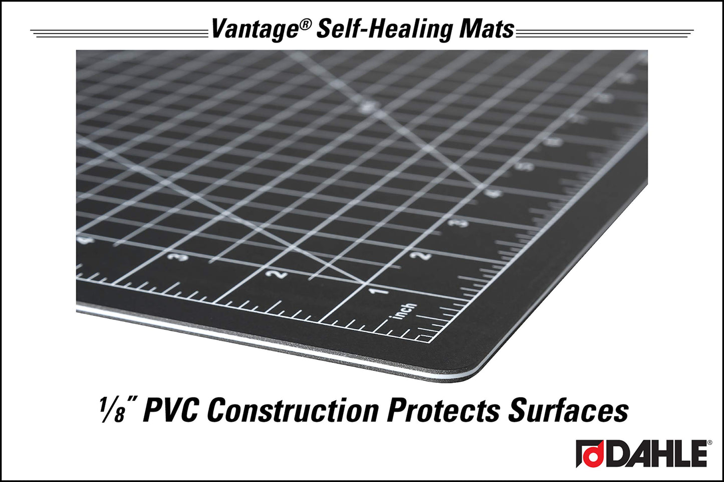 Vantage 10671 Premium Self-Healing Cutting Mat, 12"x18", 1/2" Grid, 5 Layers for Max Healing, Perfect for Crafts & Sewing, Black