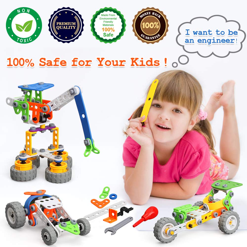 11 in 1 Stem Building Toys for Kids Ages 4-8 Easter STEM Toys for 4 5 6 7 8+ Year Old Boy Birthday Gift Idea, 175 Pcs Educational Construction Toys for Boys 5-7 4-6 6-8 Erector Set Blocks Game
