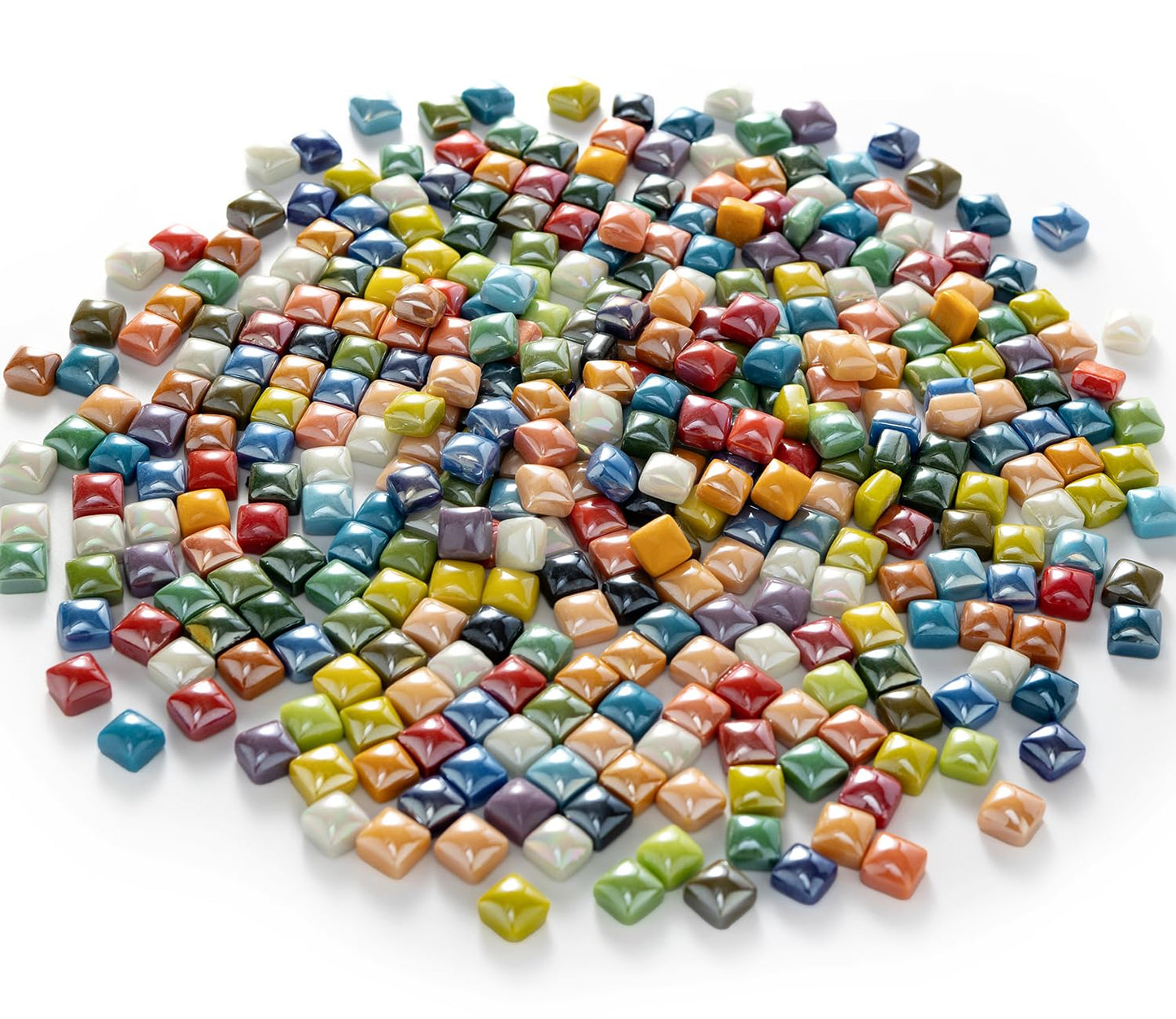 1.7 Pounds/350 Pieces Vibrant Glass Mosaic Tiles Assortment for Crafts, Colorful Glossy Stone Glass Tiles Pieces Bulk for Mosaic Art Craft Home Garden Decoration