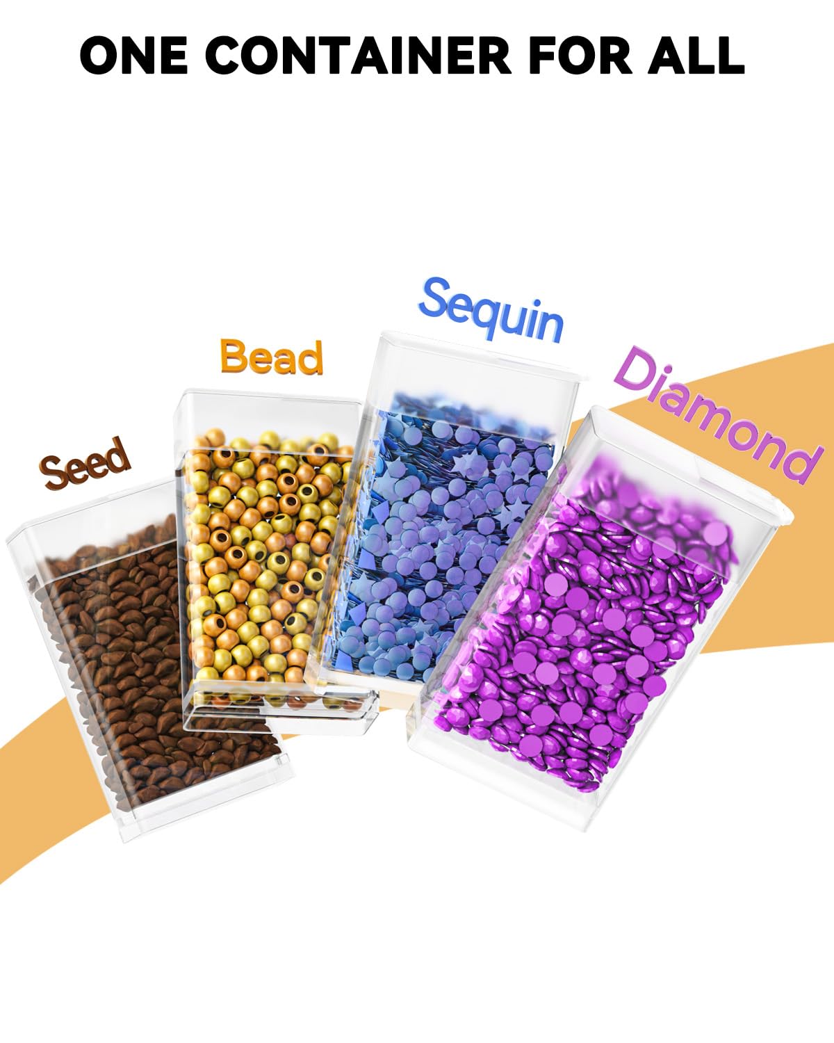 Diamond Painting Storage, 4 Pack Stackable Bead Organizer 140 Slots Individual Containers with Diamond Art Accessories and Tools for Beads Nail Pill Rhinestones Seed