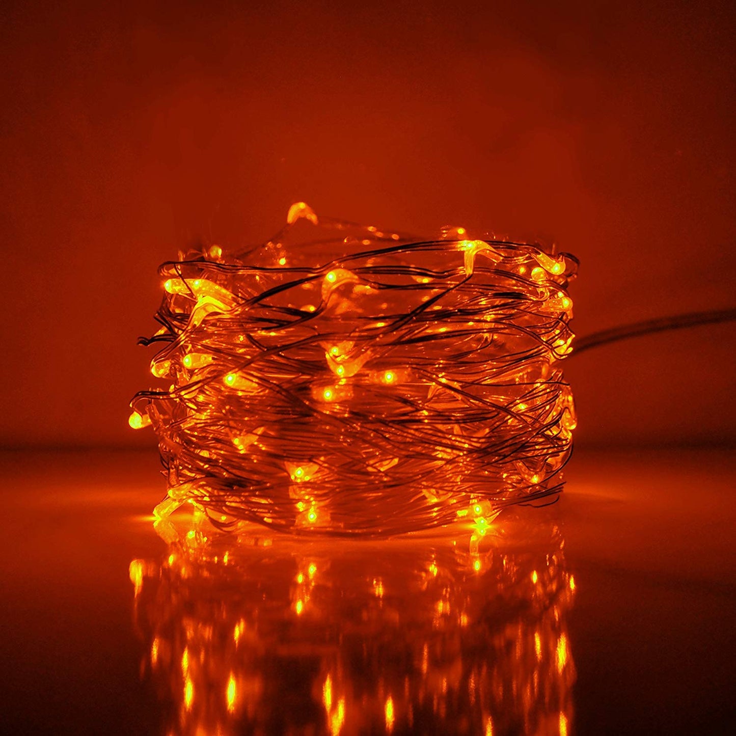 2 Pack Orange String Lights for Halloween 30 LED Battery Operated Fairy Lights Twinkle Firefly Lights for Garden,Thanksgiving Day,Christmas Decoration