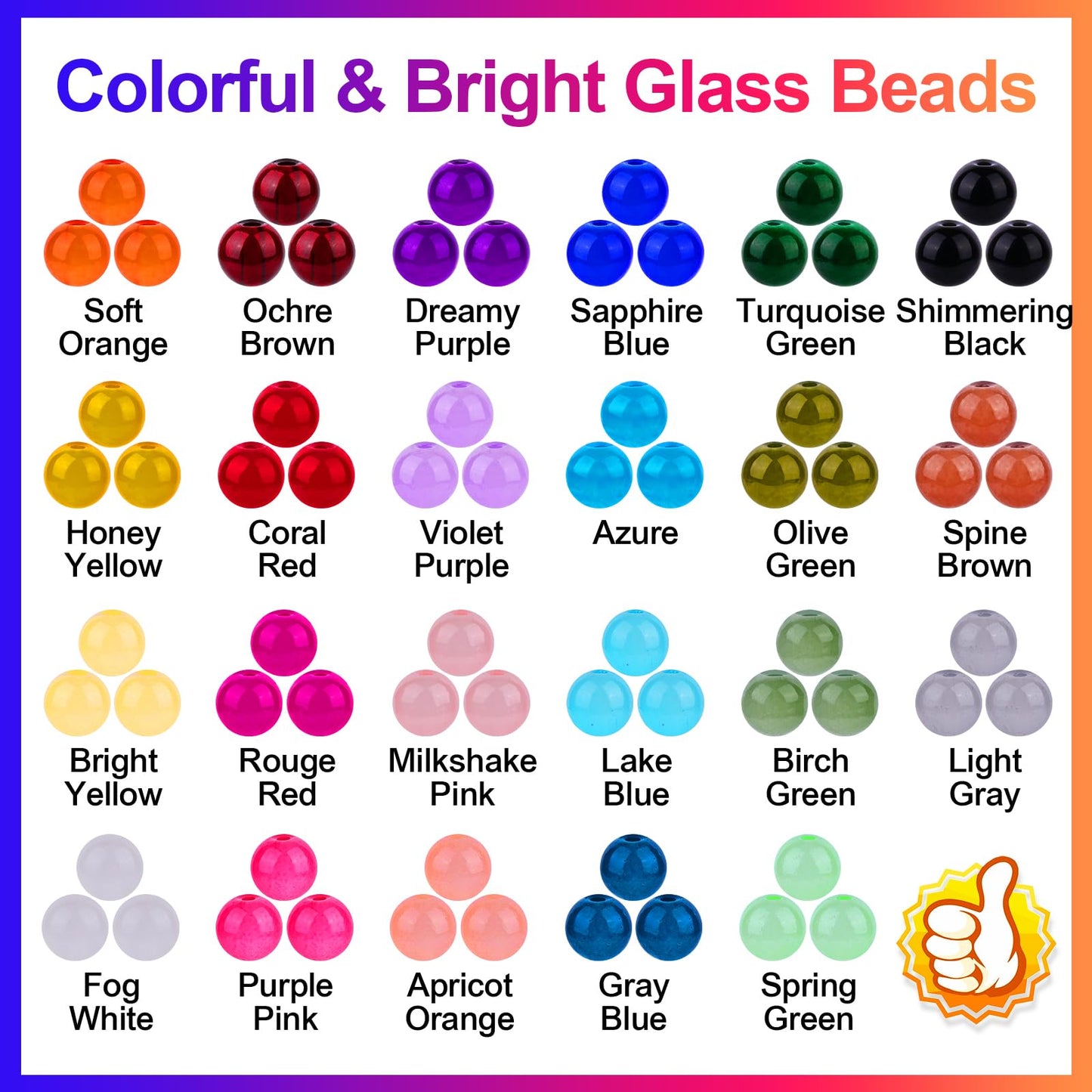 1150 Pieces 8mm Round Glass Beads for Jewelry Making, 23 Colors Crystal Beads for Bracelets Jewelry Making and DIY Crafts
