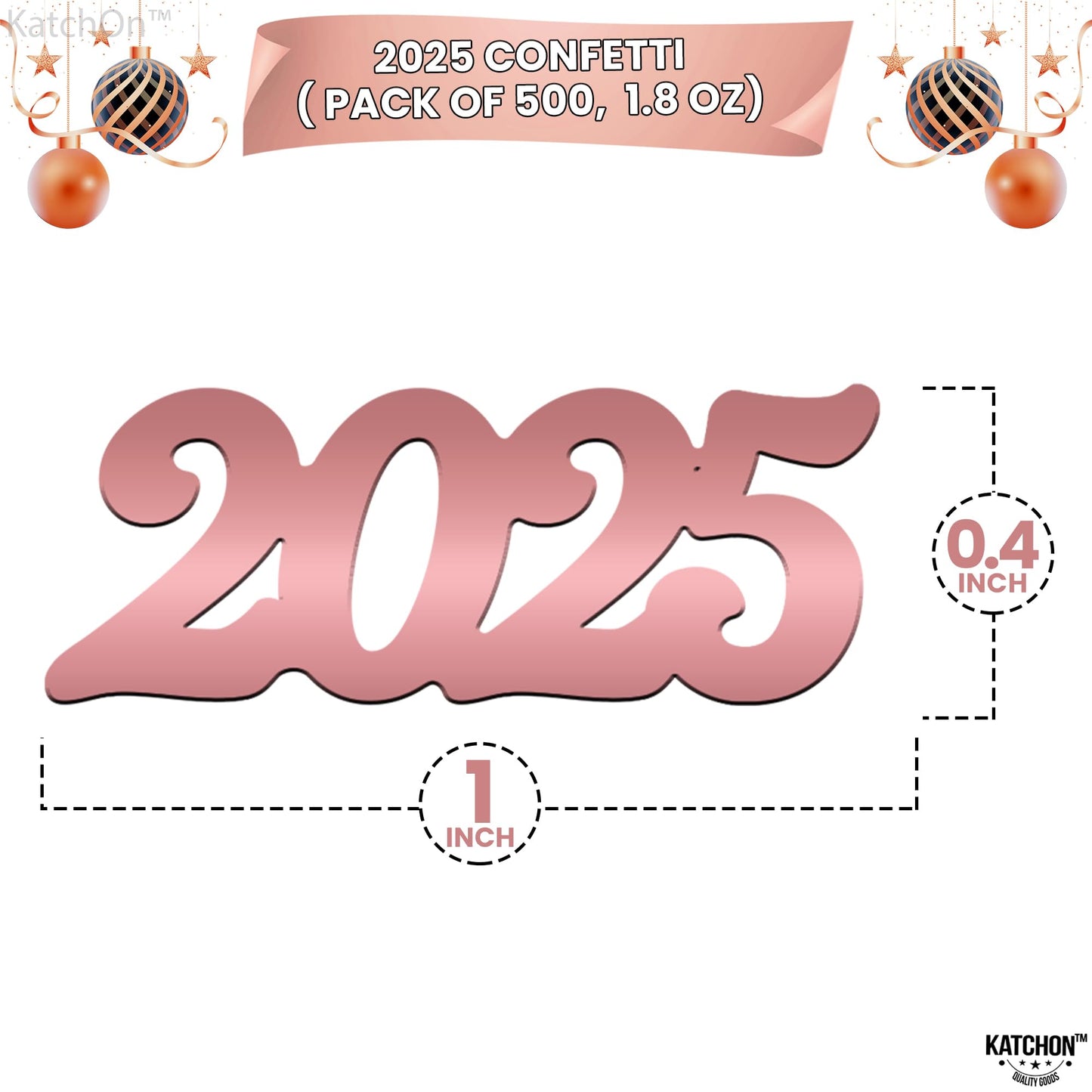 Shiny Rose Gold 2025 Grad Confetti - Pack of 500 | Rose Gold Graduation Confetti Class of 2025 | Pink Graduation Decorations 2025 | Prom Decorations 2025