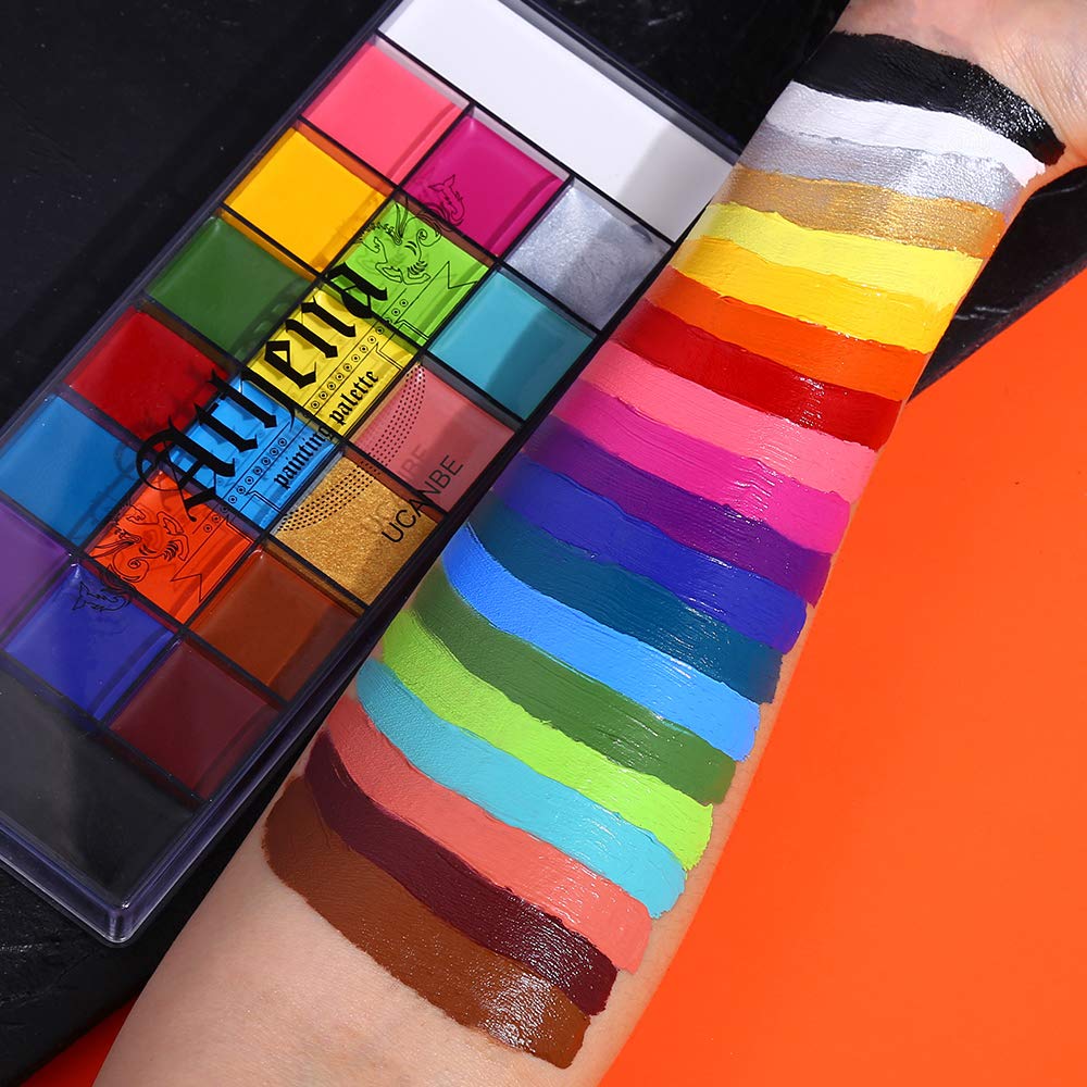 Face Body Paint Oil Palette, Professional Flash Non Toxic Safe Tattoo Halloween FX Party Artist Fancy Makeup Painting Kit For Kids and Adult