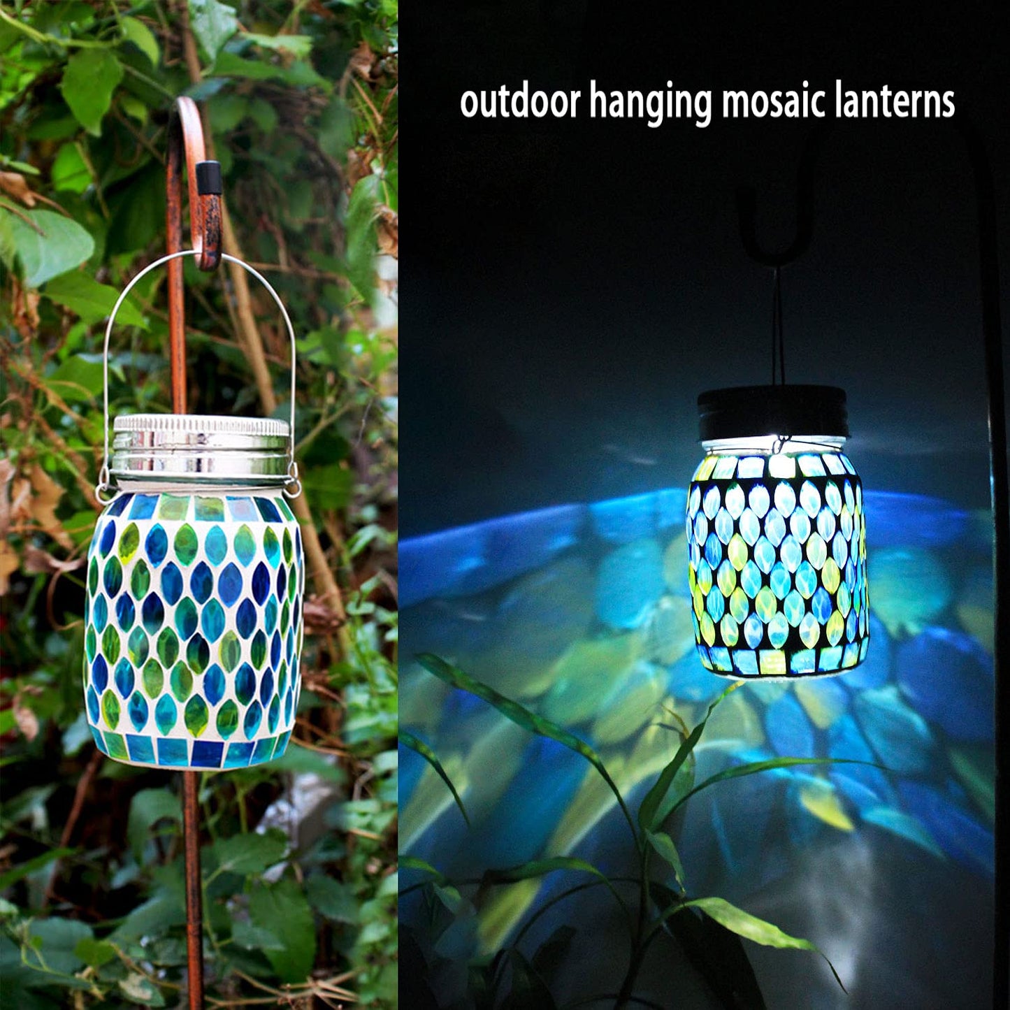 Mosaic Lights Solar Outdoor Hanging Lanterns, Garden Decor Christmas Gifts for Women Mom Grandma Halloween Decor Lights, Outdoor Waterproof Lights, Garden,Patio,Pathway & Yard Décor