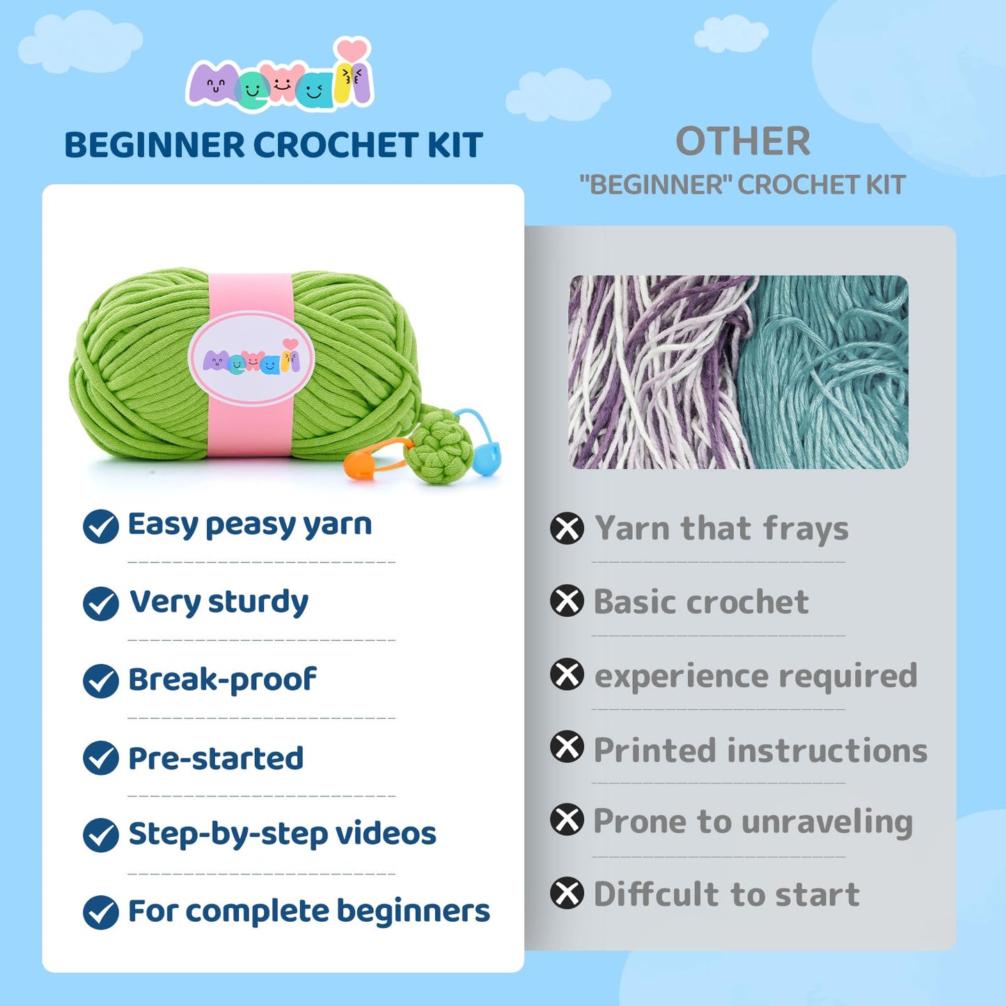 Beginner Crochet Kit with 40% Extra Yarn, Pre-Started Yarn & Video Tutorials - 3 Sea Turtles Craft Set for Adults & Kids