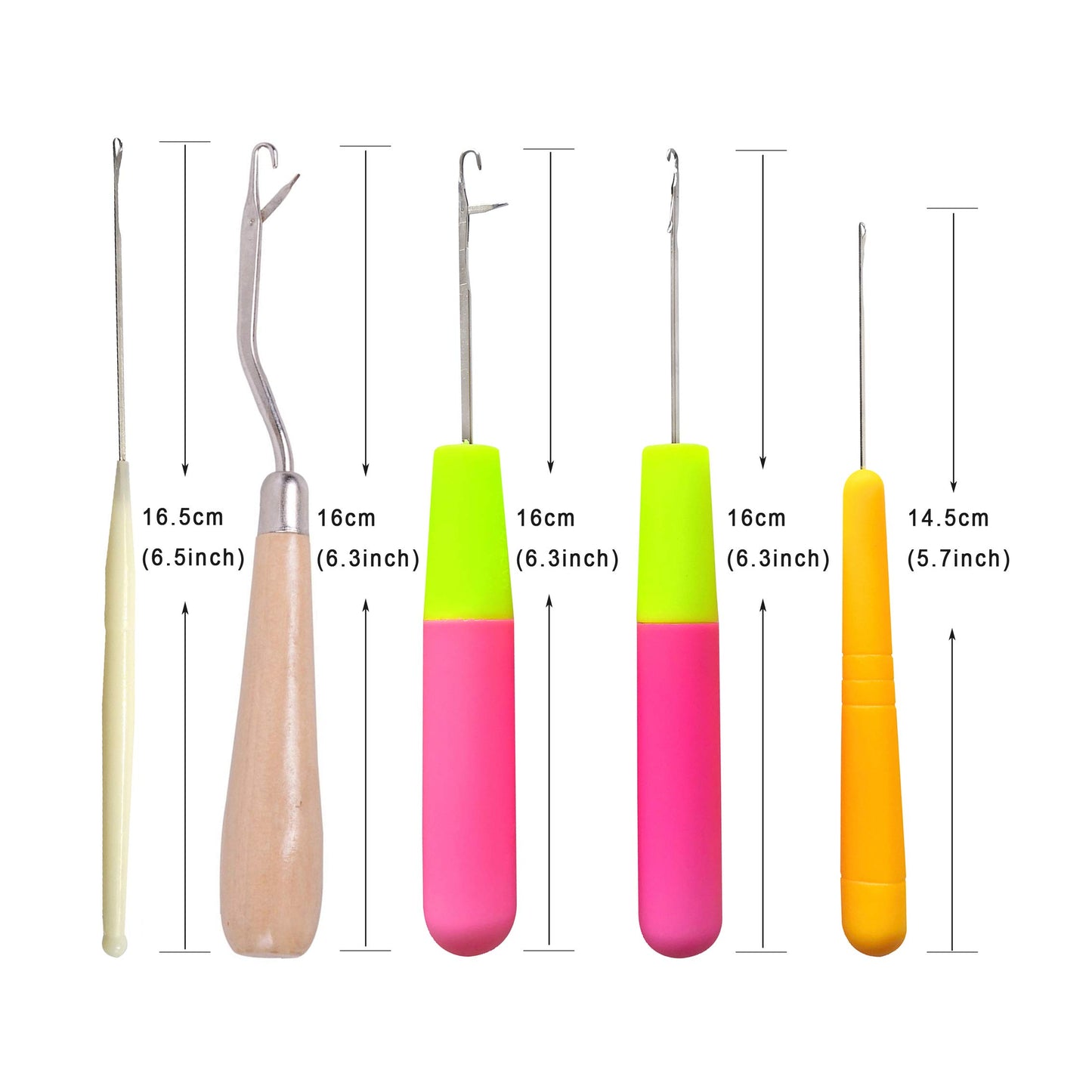 5 Different Sizes Latch Hook Crochet Needle Set Hair Crochet Hook Tools for Hair Braiding, Scarf & Rug Making and Crafts DIY