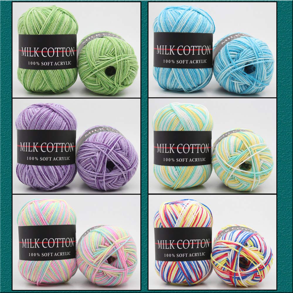 Park 6x300g Yarn Skeins Assorted Colors - Acrylic Soft Yarn for Knitting & Crochet, Includes 650 Yards