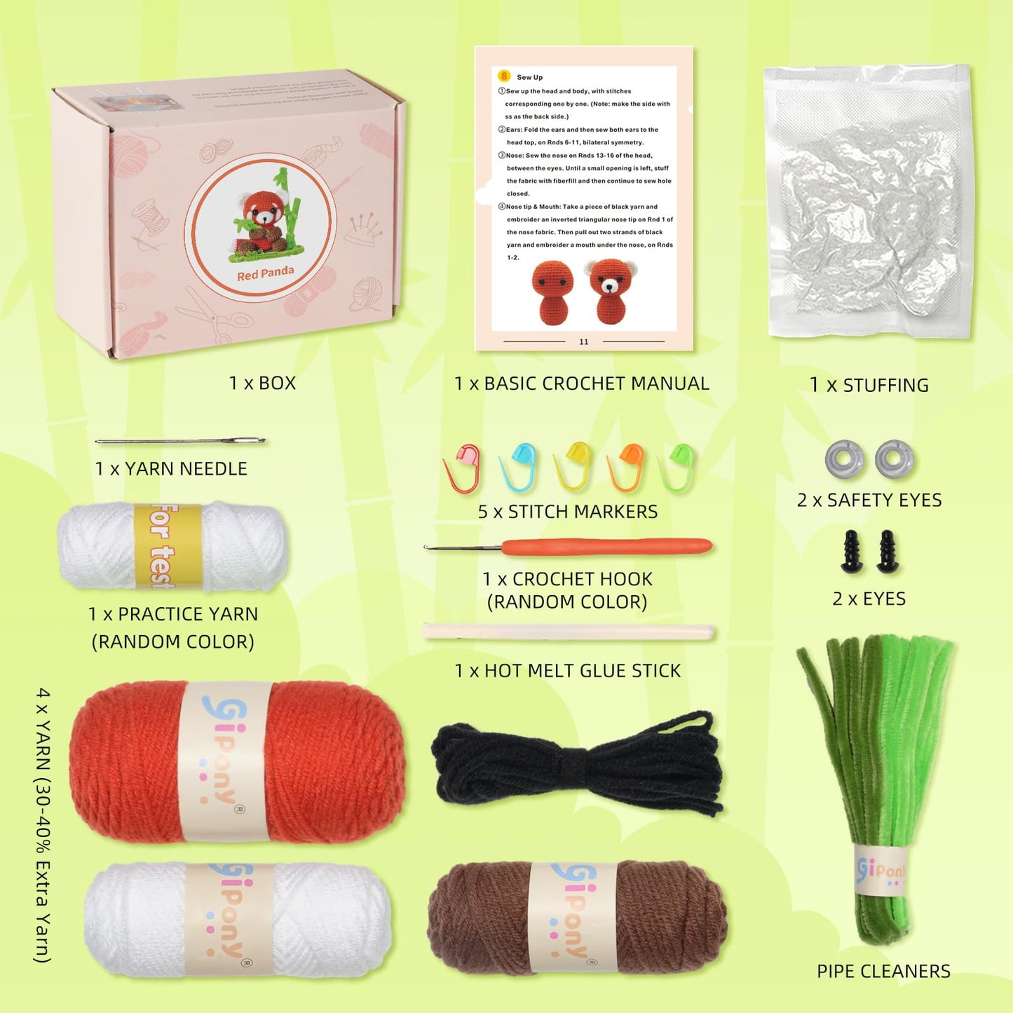 Crochet Kit for Beginners, Crochet Animal Kits, Crocheting Kit for Starters, Learn to Crochet with Step-by-Step Video Tutorials, Beginner Crochet Kit for Adults(Panda)