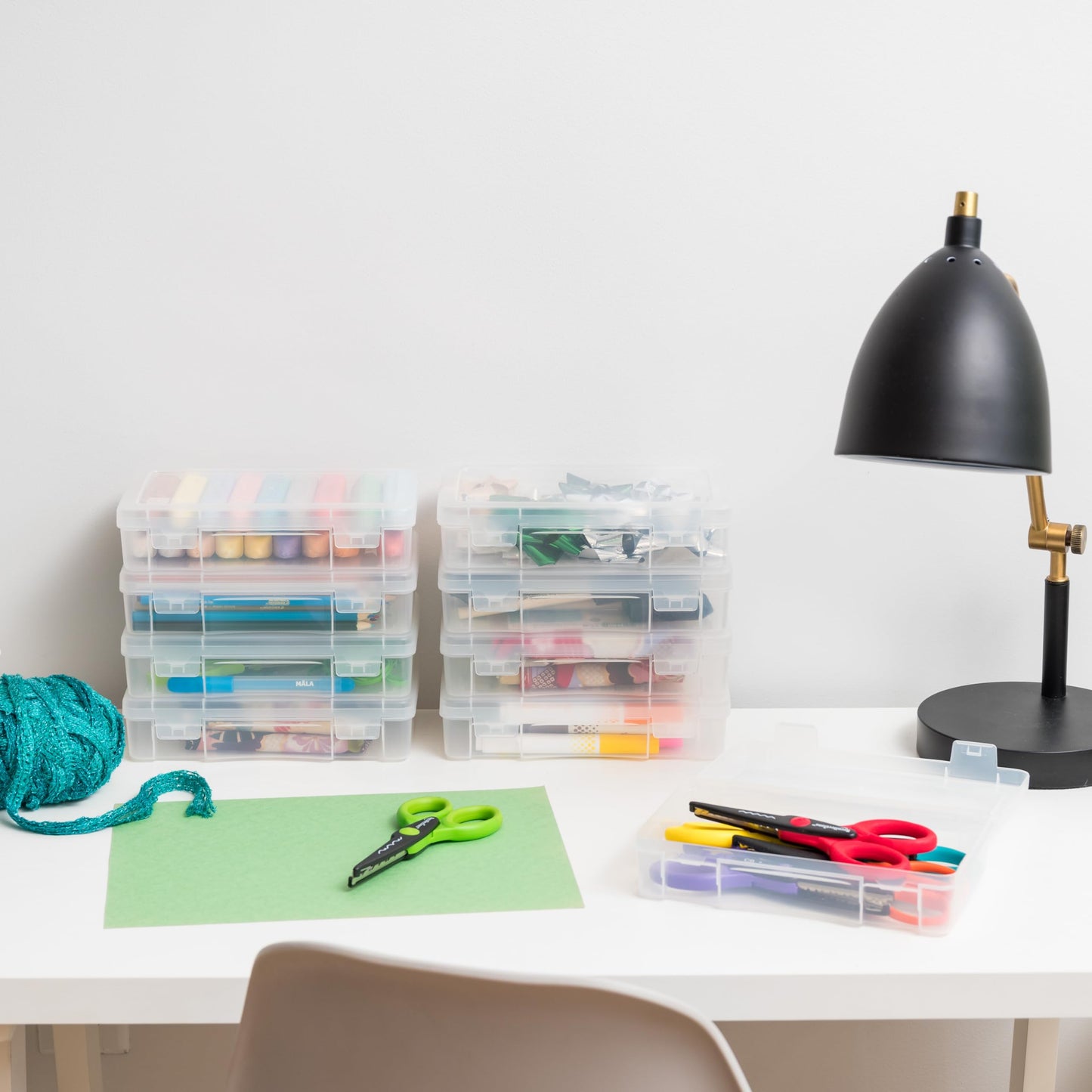 Pencil Case Box Storage Container for Organizing with Snap Lid, 10-Pack, Big Capacity Stackable Plastic Pen Pouch for Craft Hobby Art Supplies Journaling Stationery Sticker, Clear, Medium