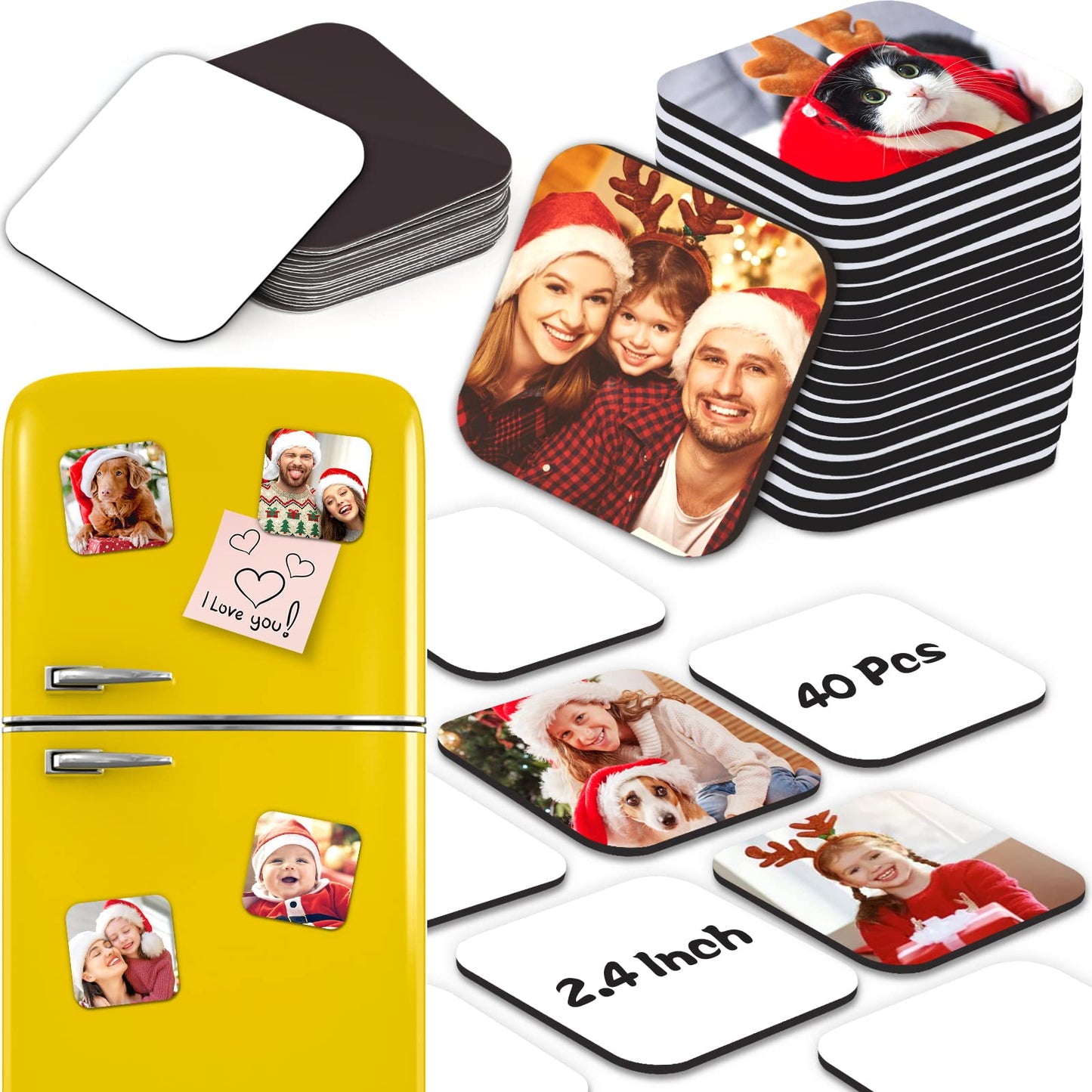 Sublimation Magnet Blanks, Personalized Sublimation Blanks Bulk with 20 PCS Larger Square Blanks, 20 PCS Fridge Magnets for Custom Refrigerator Oven Dรฉcor Office Calendar DIY Crafts (6 x 6 cm)