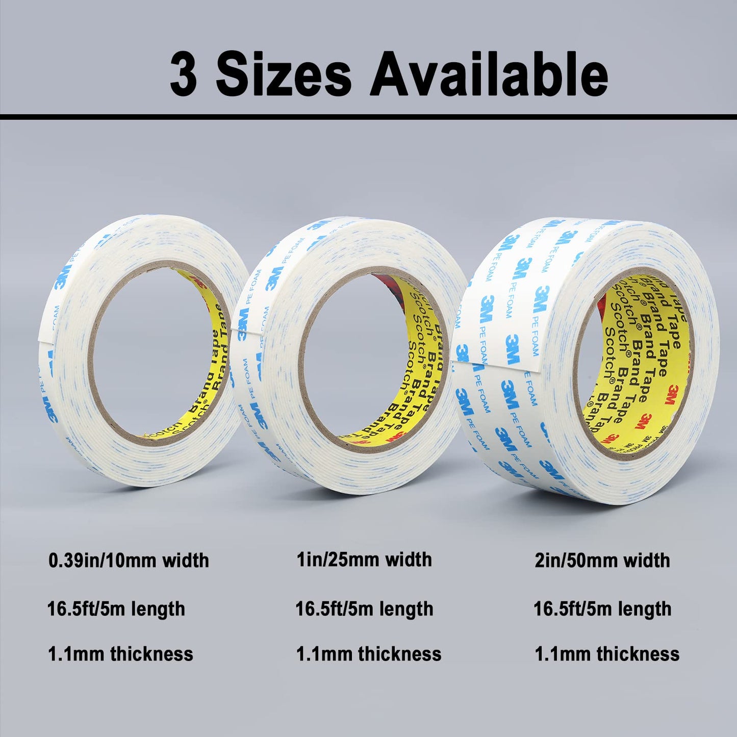 Double Sided Tape 16.5ft,Picture Hanging Strips Heavy Duty Mounting Tape Removable,Foam Tape Waterproof For Scrapbooking Poster Tape, Carpet Tape Rug Gripper,Art & Craft Tape,Adhesive Sticky Tape