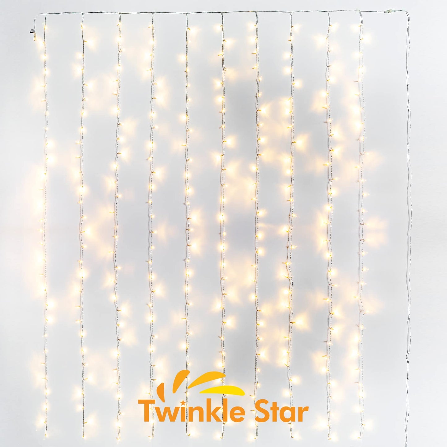 300 LED Window Curtain String Light for Christmas Wedding Party Home Garden Bedroom Outdoor Indoor Wall Decorations (Warm White)