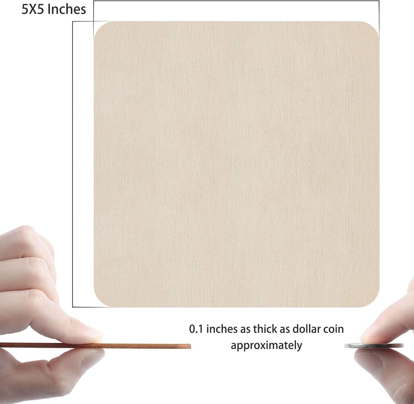 Unfinished Wood Pieces, 50Pcs 4 x 4 Inch Blank Natural Wood Square Wooden Cutouts Board for DIY Crafts Painting, Scrabble Tiles, Coasters, Decoration