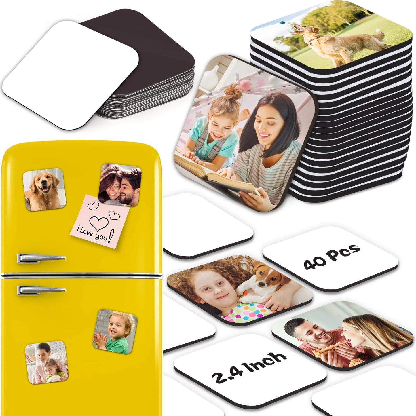 Sublimation Magnet Blanks, Personalized Sublimation Blanks Bulk with 20 PCS Larger Square Blanks, 20 PCS Fridge Magnets for Custom Refrigerator Oven Dรฉcor Office Calendar DIY Crafts (6 x 6 cm)