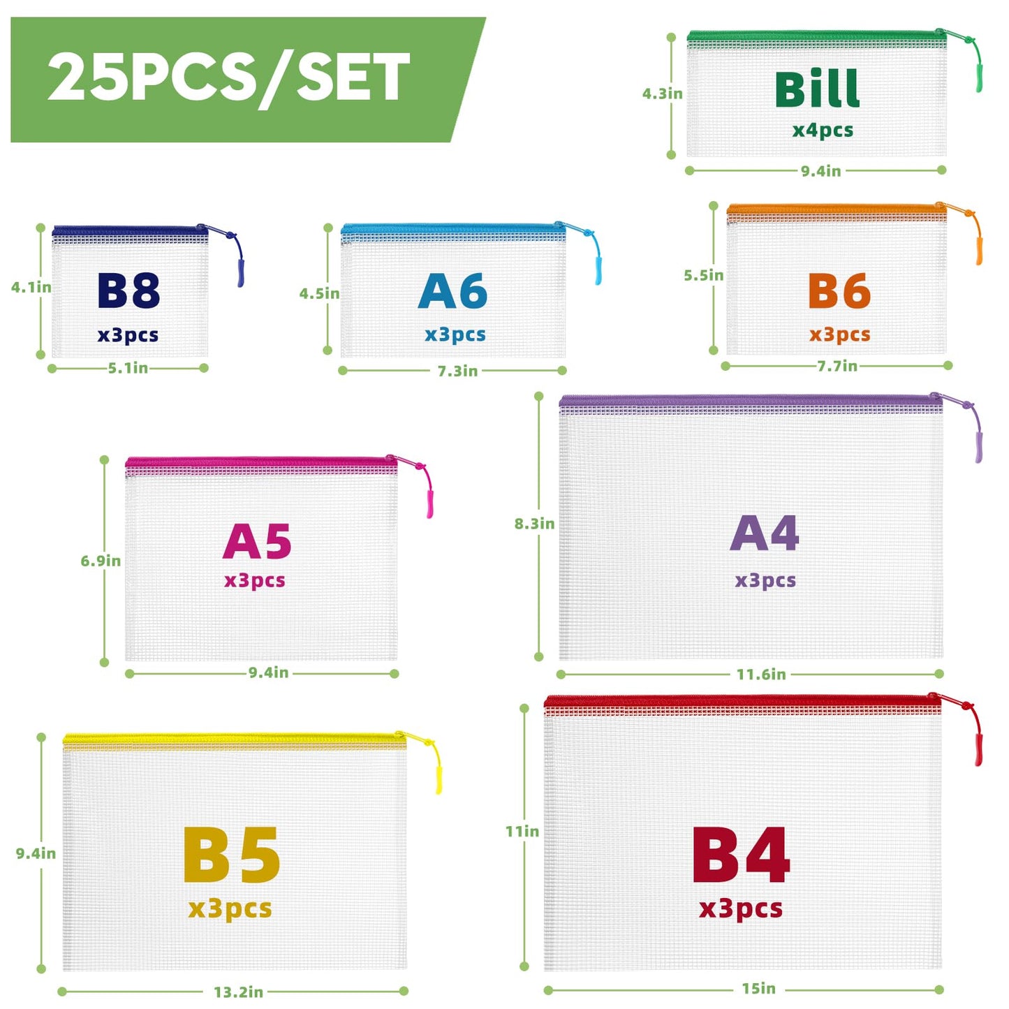 25pcs Mesh Zipper Pouch for Organization and Storage,Clear PVC Travel Organizer Bags,Toy Storage Bags,Multipurpose Storage Bags Suitable for Travel,School and Home