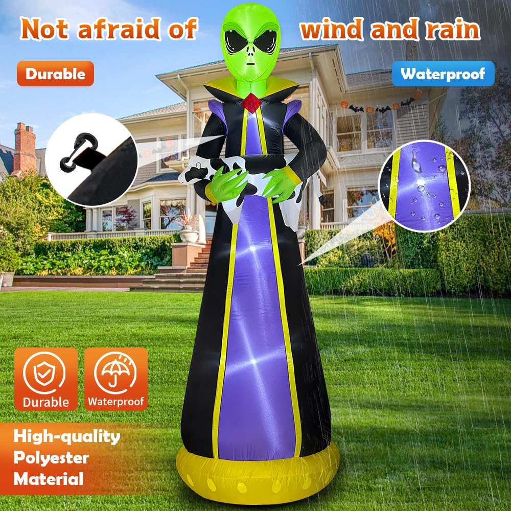Halloween Inflatable Outdoor Decoration 10 FT Inflatable Alien Decoration Halloween Blow up Yard Decoration LED Lights Holiday Party Yard Lawn Halloween Decorations Garden