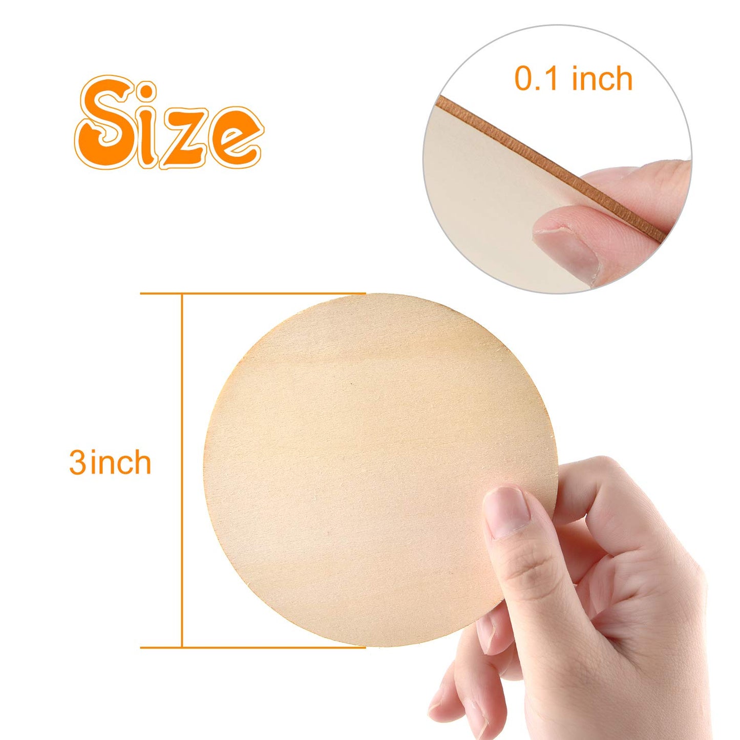 100 Pieces 3 Inch Unfinished Wooden Circles Blank Natural Round Wood Slices Wooden Cutout Tiles for DIY Crafts Home Decoration Painting Staining