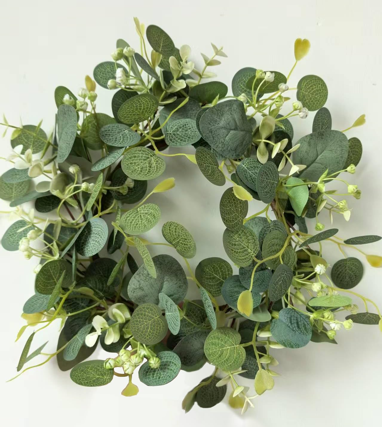Green Eucalyptus Wreaths 12'' Artificial Spring Summer Eucalyptus Leaf Wreaths with Berries for Home Farmhouse Front Door Decor
