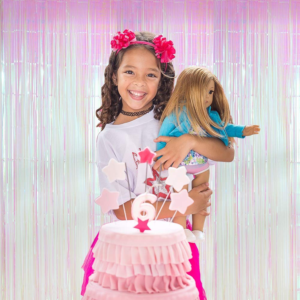 2 Pack Photo Booth Backdrop 3FT x 8FT Foil Curtain Tinsel Backdrop Environmental Background Party Streamers for Birthday Wedding Graduation Valentines Halloween Christmas Decorations