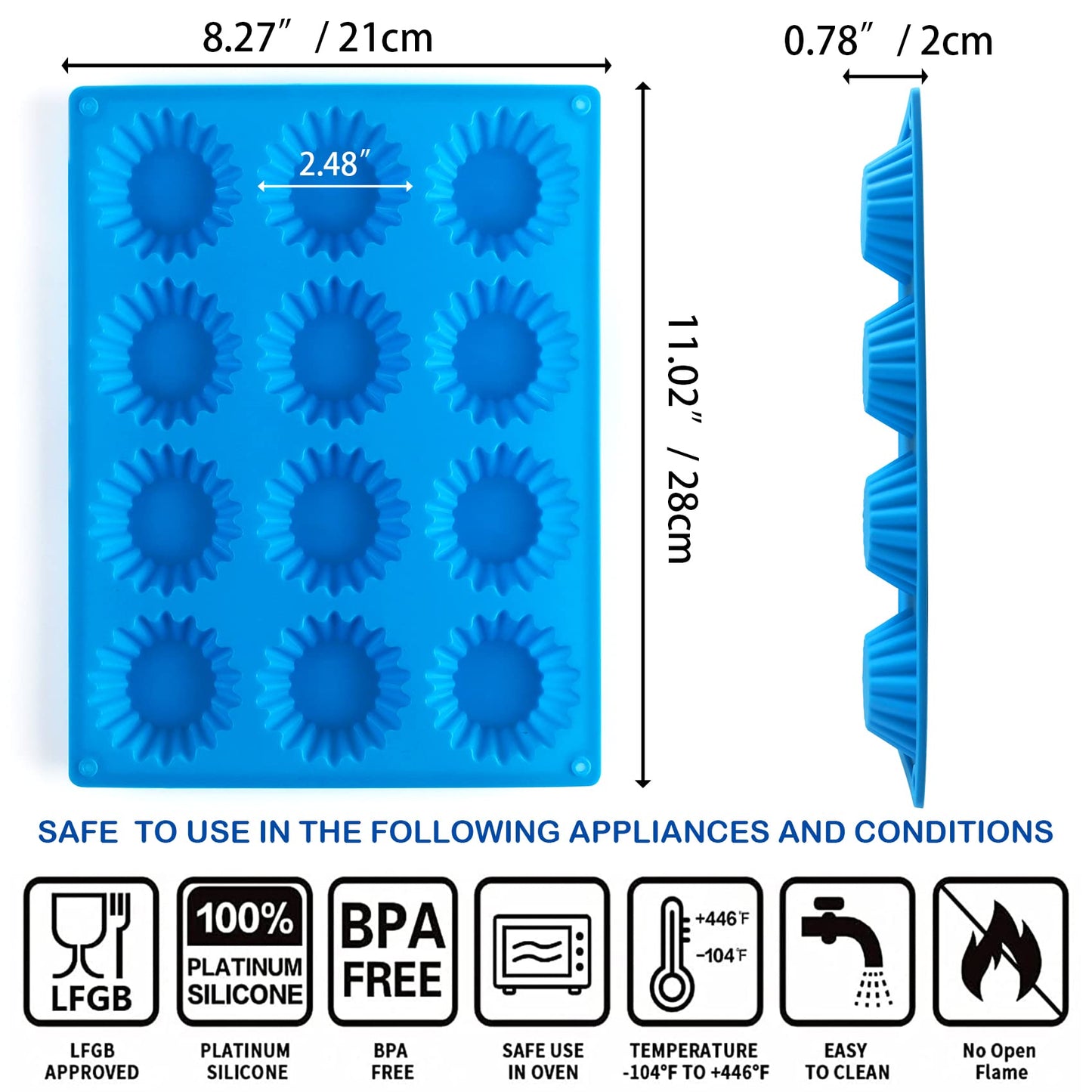 3pcs Peanut Butter Cup Mold, Silicone Mini Tart Pan for Bite Size Fat Bombs, Silicone Chocolate Candy Mold for Brownie (Peanut Butter Cup)