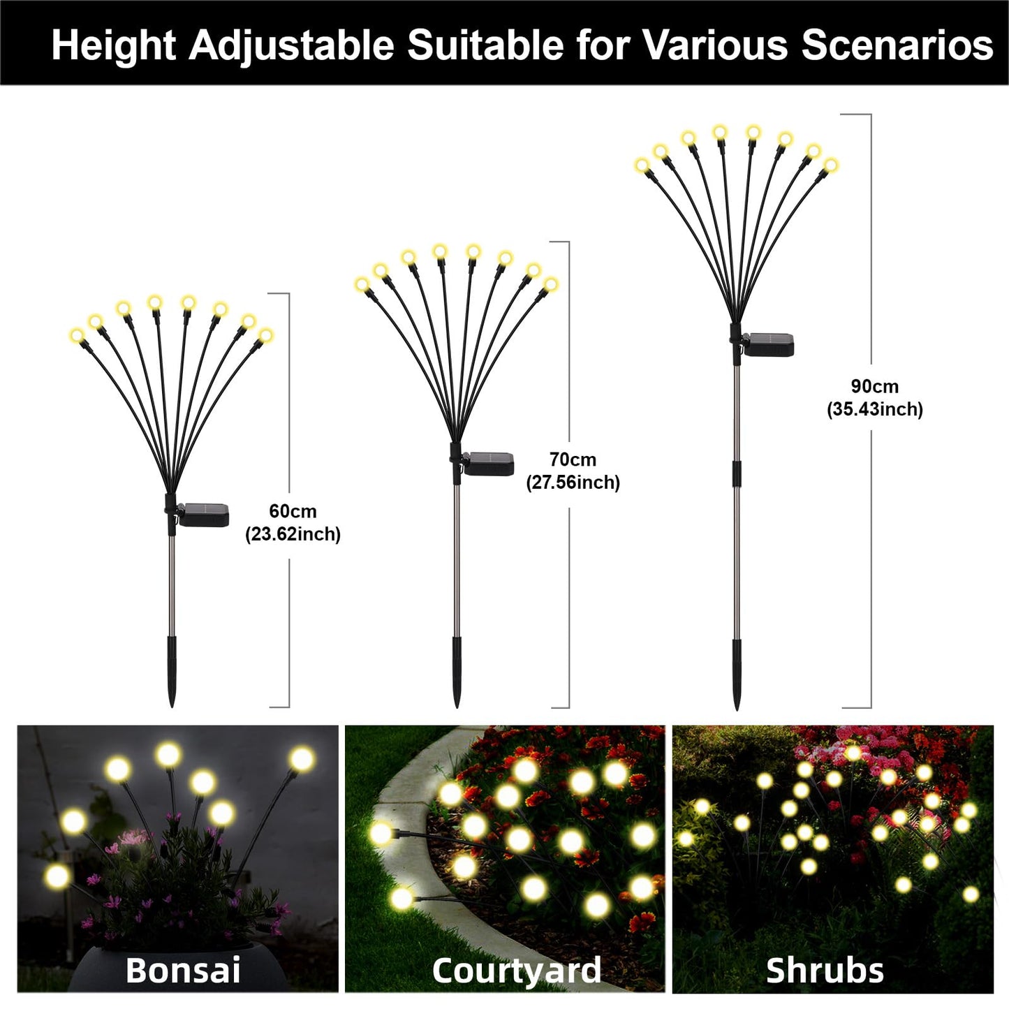 Firefly Lights Solar Outdoor, Swaying Solar Garden Lights,8 Modes Solar Firefly Lights Outdoor Waterproof for Outside Yard Patio Plant Porch Pathway Christmas Garden Decor Warm White(4 Pack)