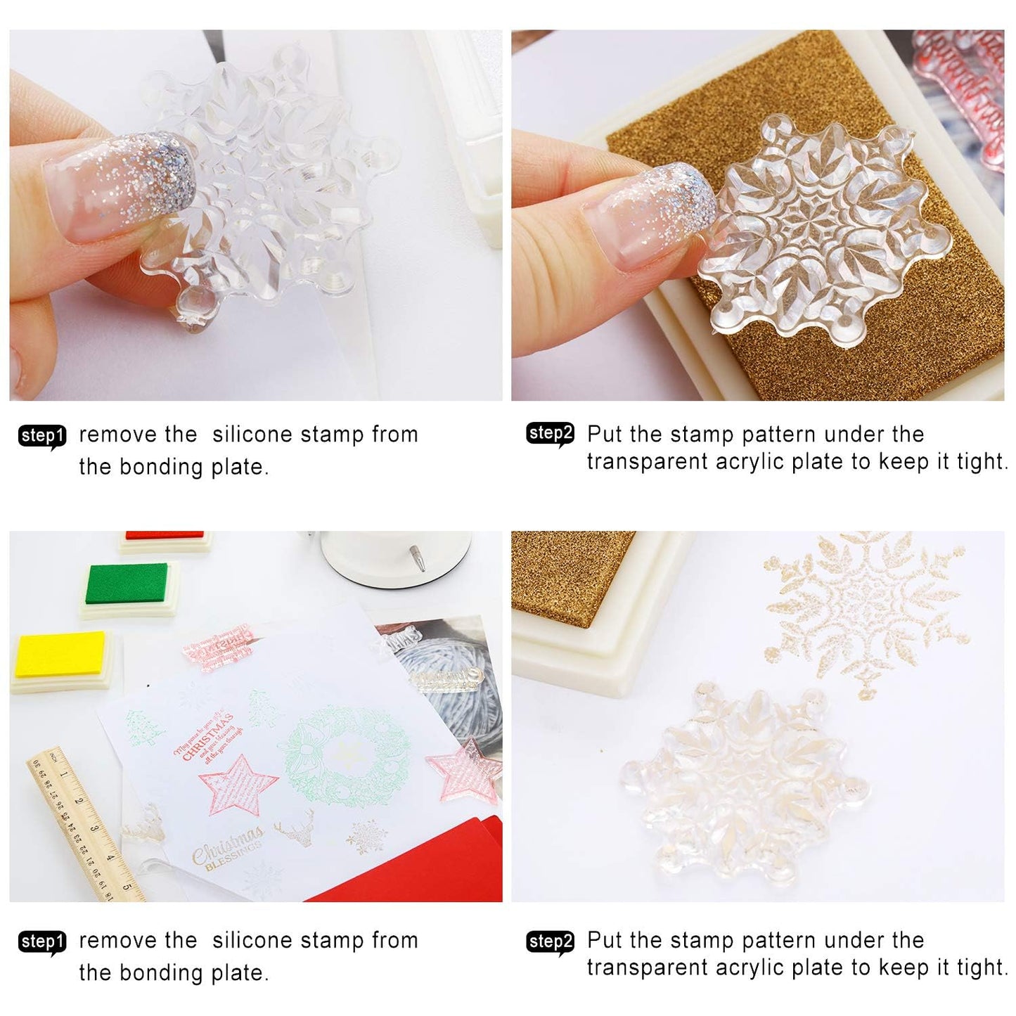 4 Sheets Words Clear Stamps for Card Making Silicone Stamp with Greeting Words Pattern for Easter Birthday Holiday Card and DIY Scrapbooking Journal(Classic)