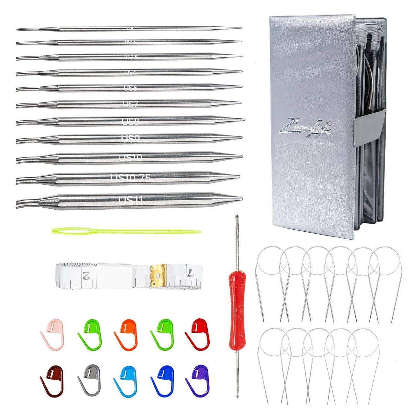 11 American Standard - Circular Knitting Needles - Knitting Needles - Designed for Knitting Enthusiasts, Beginners, and Arthritis sufferers. (Silver, 40 inches (100cm))