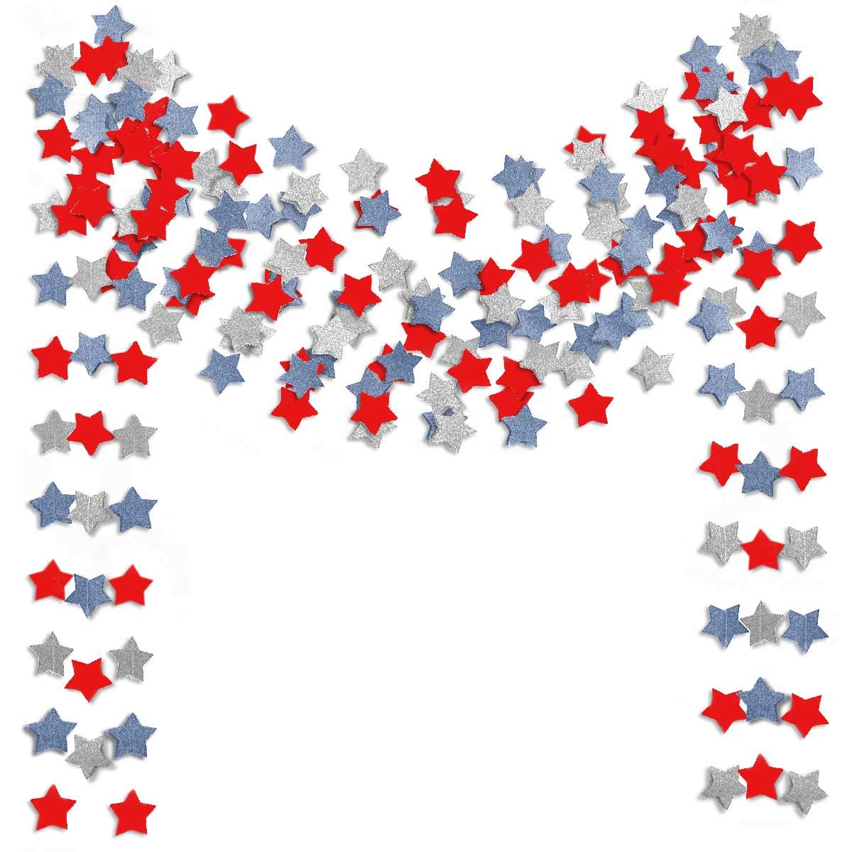 6 Pack Patriotic Star Streamers Garland Red White Blue Bunting Banner Paper Hanging Decorations for 4th of July American Independence Day Labor Day Holiday Memorial Day Party Supplies (50 Feet)