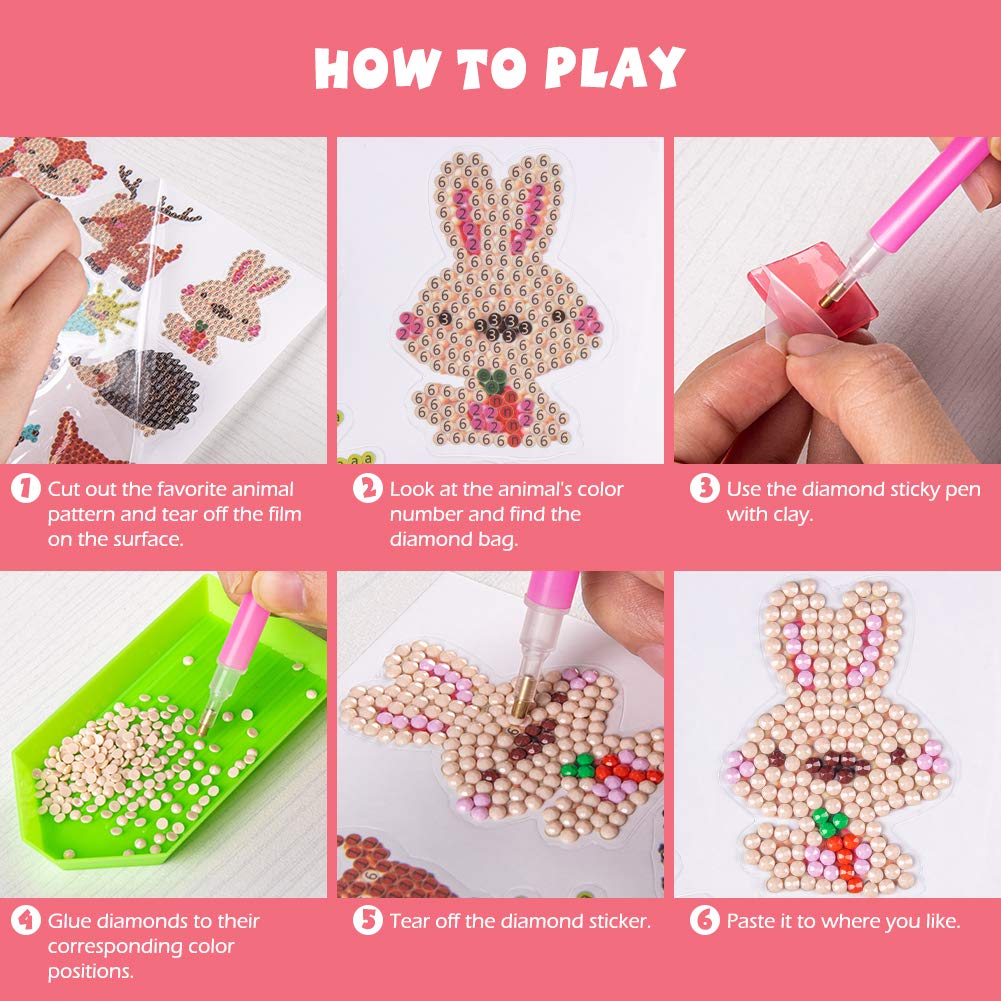 Diamond Art Kits for Kids Boys and Girls Ages 6-8-10-12 Easy to DIY Creative Diamond Art Sticker Craft by Numbers Kits for Kids and Adult Beginners