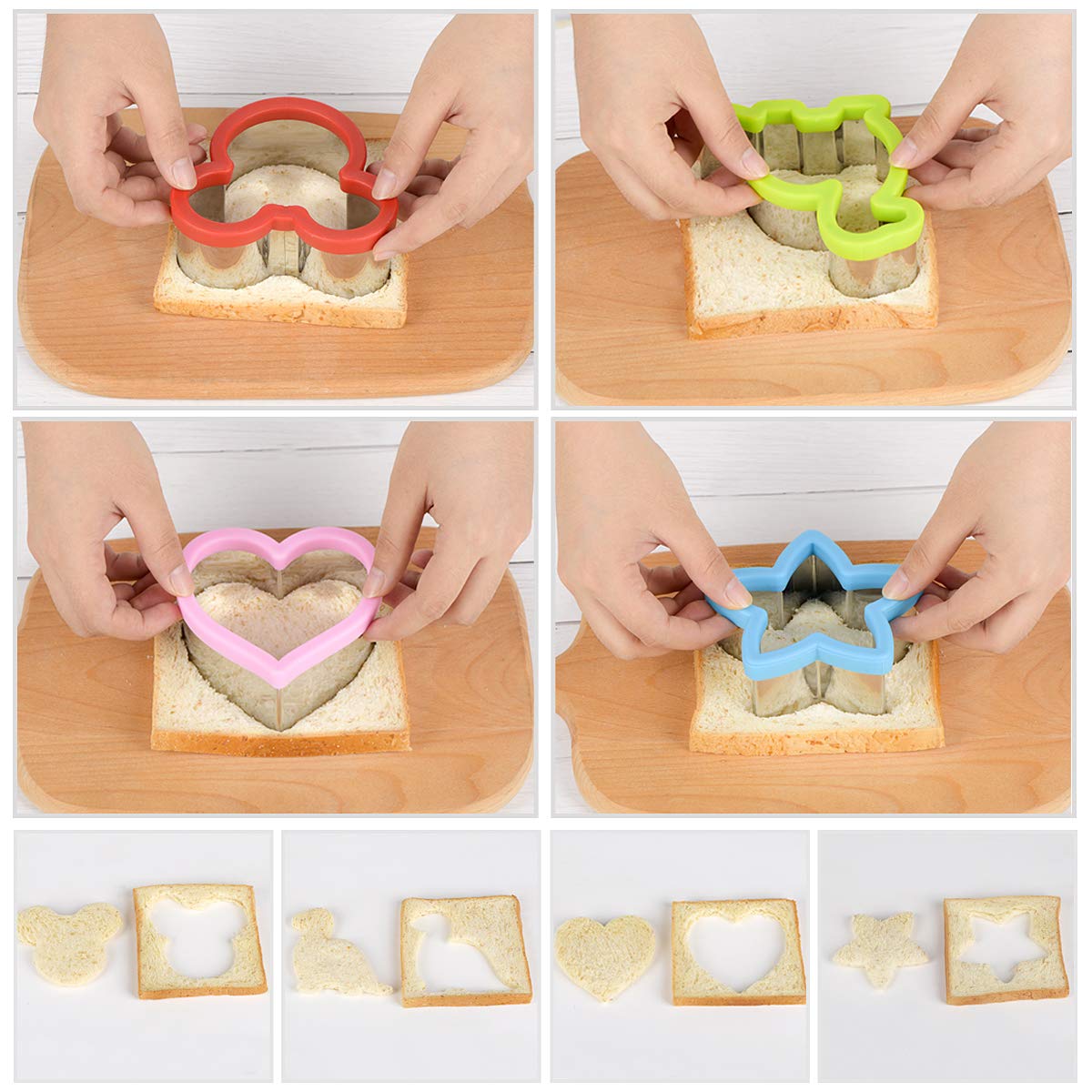 Sandwich Cutters Set for Kids, Mickey Mouse, Dinosaur, Star, Heart Shapes and Mini Vegetable Fruit Cookie Cutters Food Mold for Holiday and Party