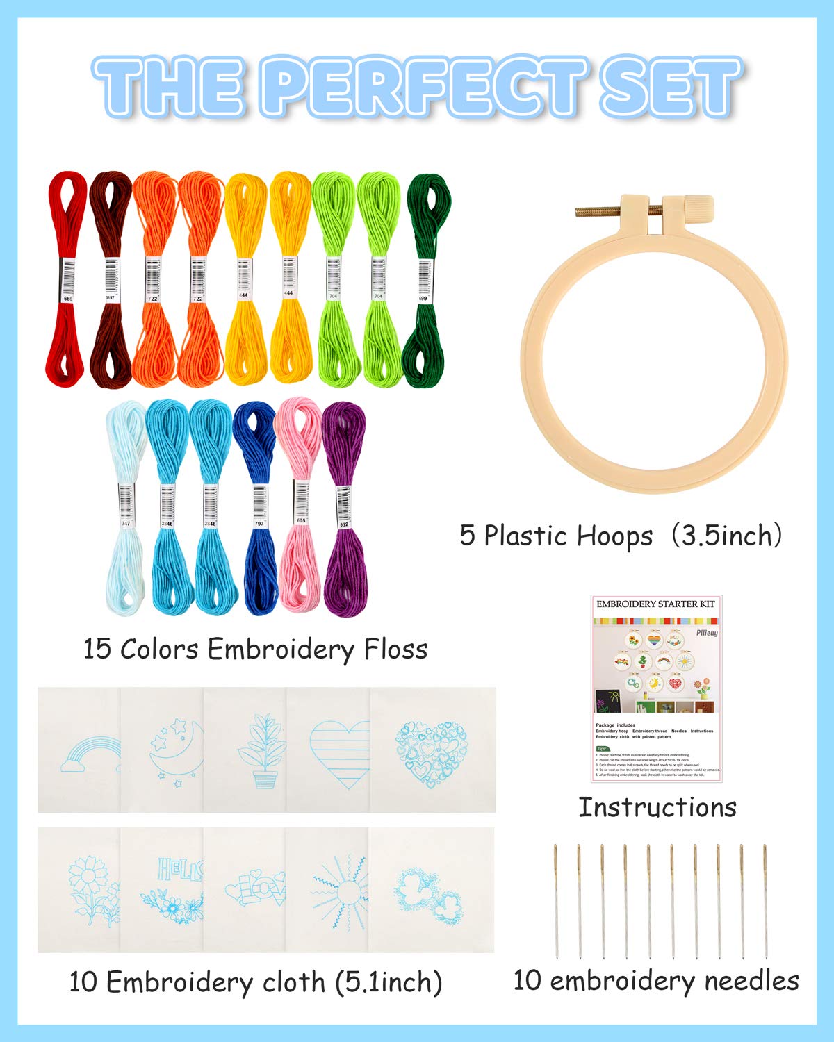 10 PCS Cross Stitch Kits for Beginners, Embroidery Beginner Kits for Kids 7-13, Include Instructions, Cross Stitch Kits with Pattern, Needlepoint Kits for Embroidery Projects