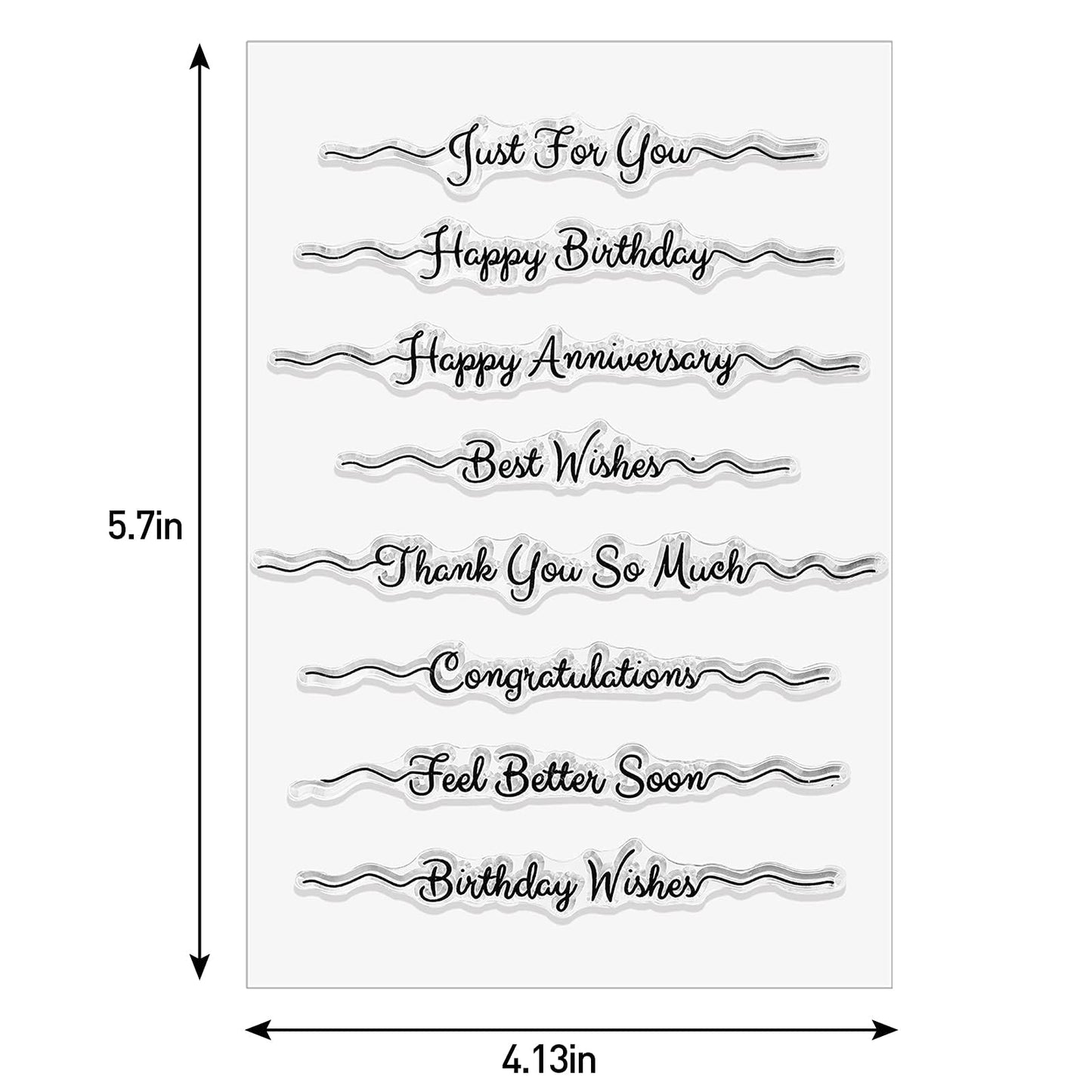 4 Sheets Words Clear Stamps for Card Making Silicone Stamp with Greeting Words Pattern for Easter Birthday Holiday Card and DIY Scrapbooking Journal(Classic)