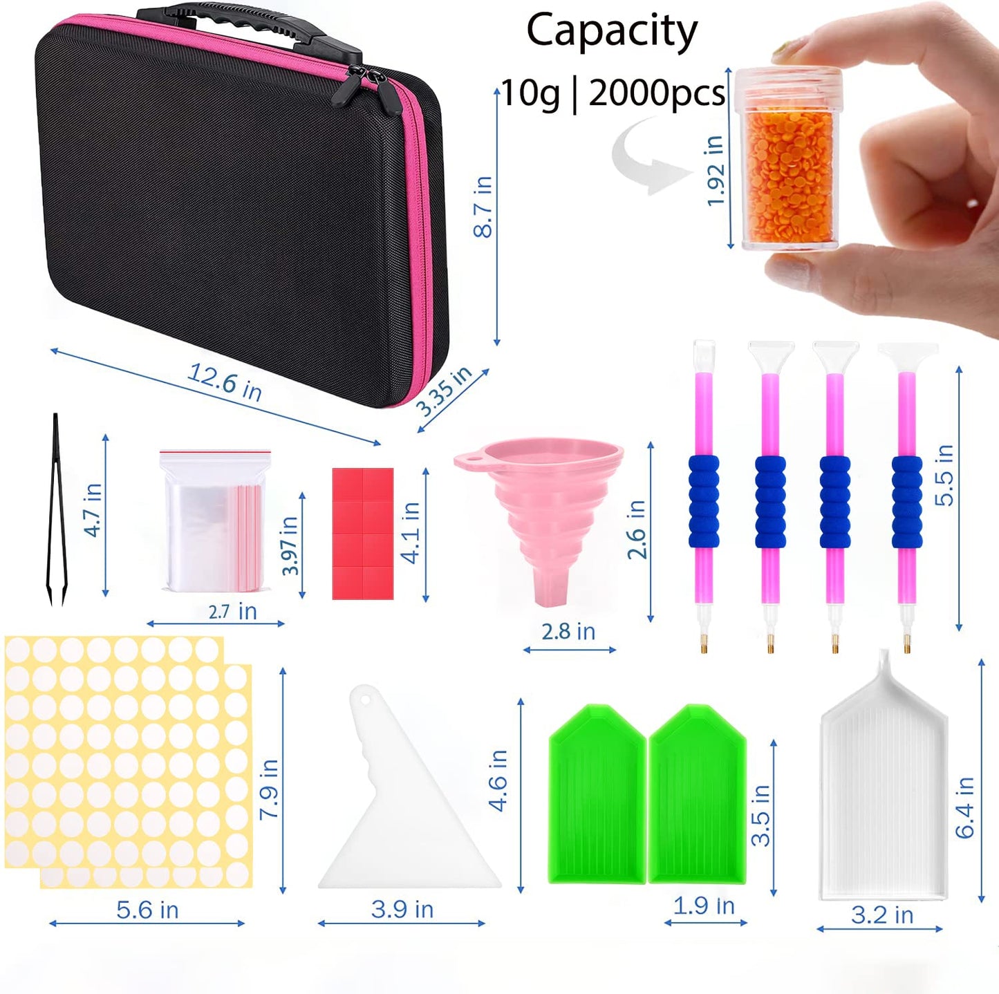 Diamond Painting Storage Containers, 60 Slots Diamond Art Accessories and Tools, Diamond Art Organizer with Diamond Painting Kits Shockproof Jars for Jewelry Beads (Pink)