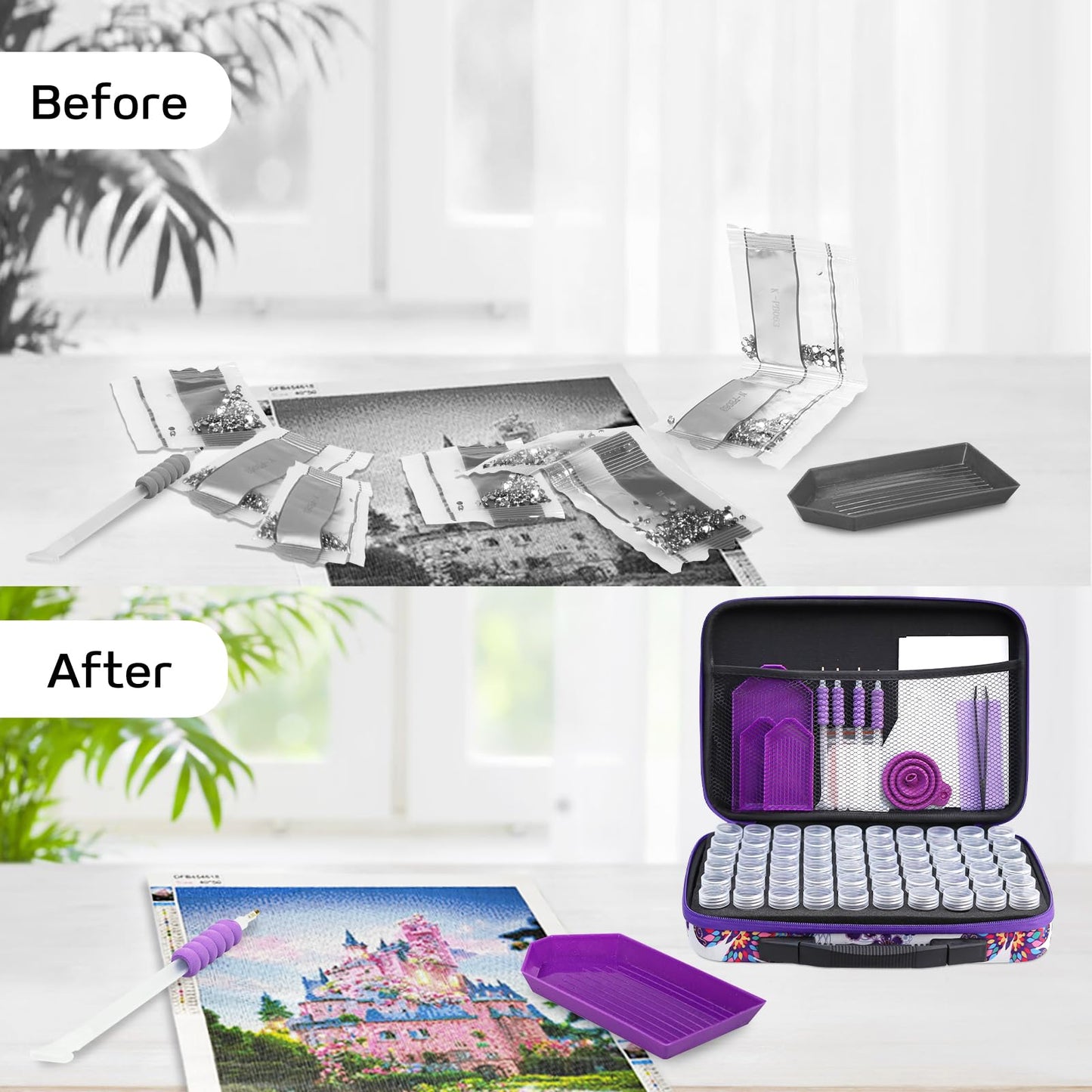 Diamond Painting Storage Case,60 Slots Diamond Art Kits with Accessories for Craft Jewelry Beads Organizer Boxes