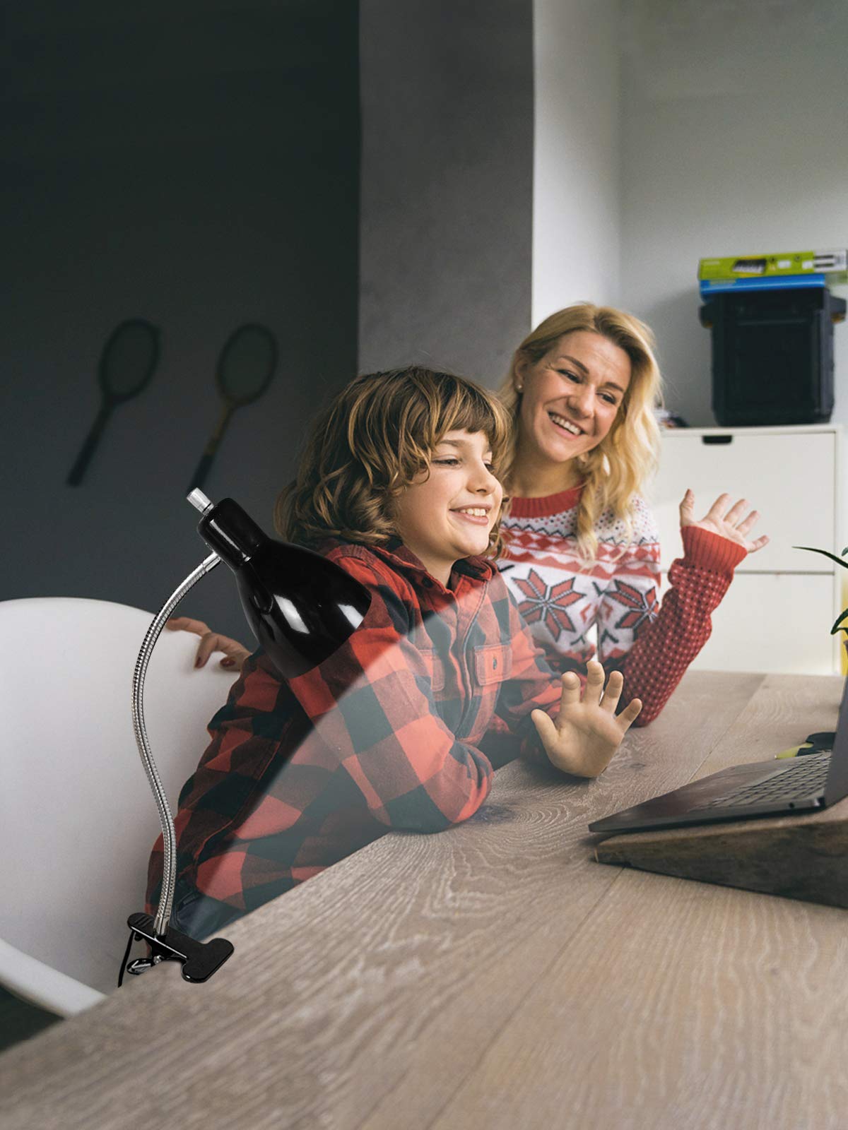 Desk lamp Eye-Caring Table Lamps, 360°Rotation Gooseneck Clip on Lamp Reading Light Portable Reading Book Light Clamp Study Desk Lamps for Bedroom and Office Home Lighting (Black)