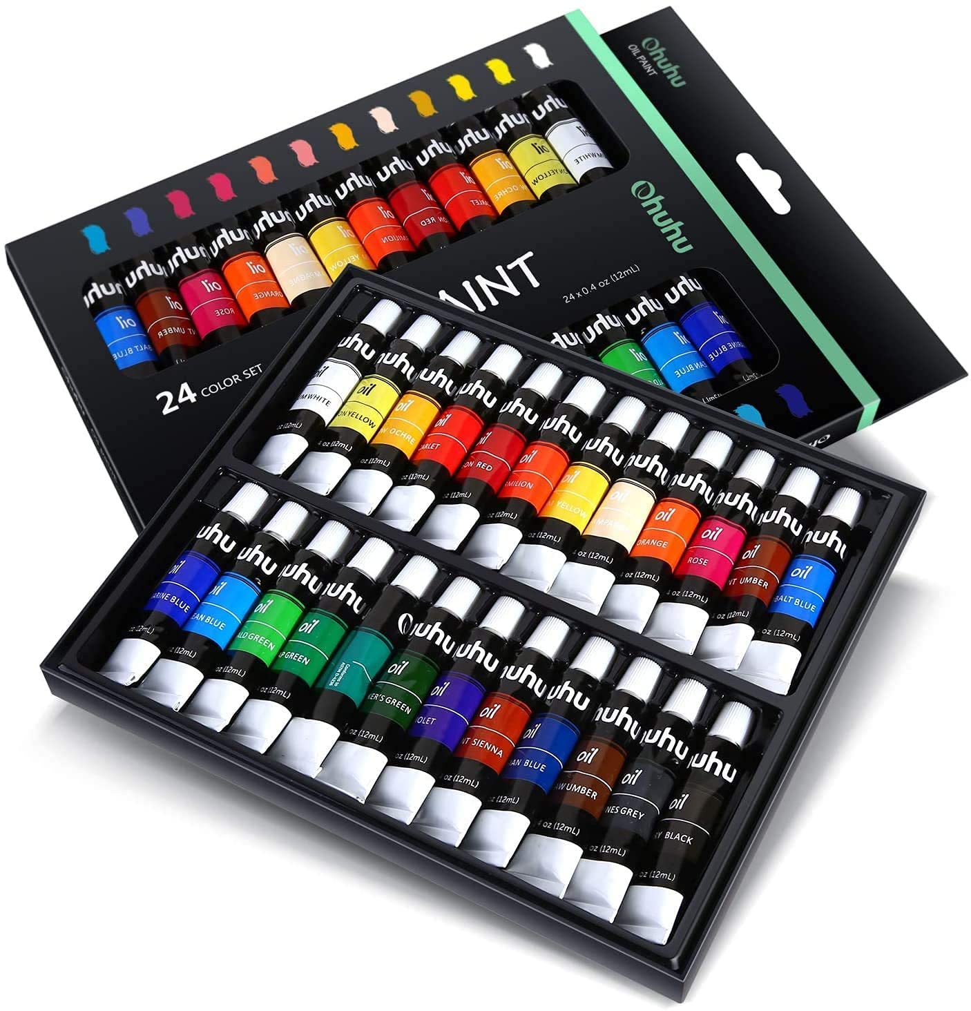 Oil Paint Set, 24 Oil-Based Colors, 12ml/0.42oz x 24 Tubes Non-Toxic Oil Painting Set Supplies for Canvas Painting Artist Kids Beginners Adults Classroom DIY Art Supplies Gift