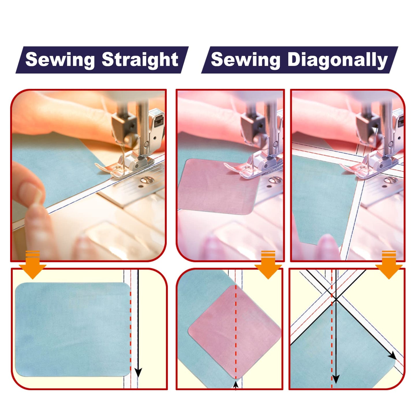 1/4" Seam Diagonal Seam Tapes - 10Yard Each Roll Sewing Basting Tape for Stitching Straight Diagonal Seams Instruction Tool (2Pack)