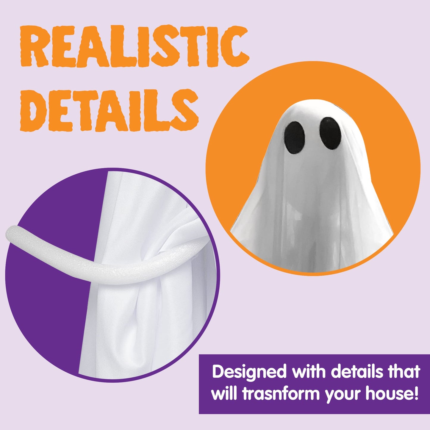 Halloween Hanging Light up Ghost with Spooky Blue LED Light, 47” White Ghosts Halloween Hanging Decoration for Front Yard Patio Lawn Garden Party Decor Indoor Outdoor