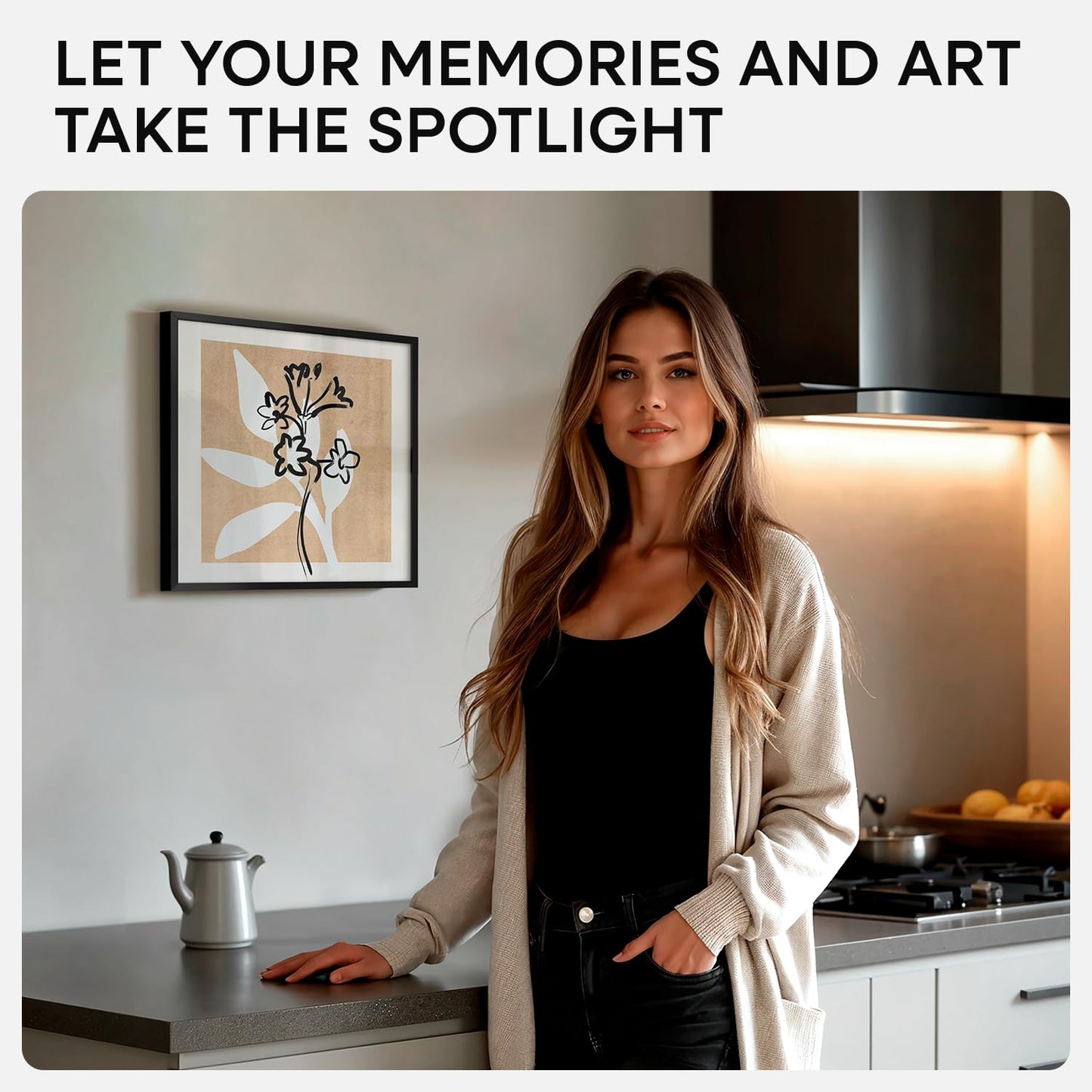 Black 12x12 Picture Frames, High End Metal 12 x 12 Square Poster Frame with Mat 10 x 10 Photo, 12x12 Black Frame Matted to 10x10 Print, 12by12 Thin Frames, Tempered Glass, Wall Kit, Set of 1