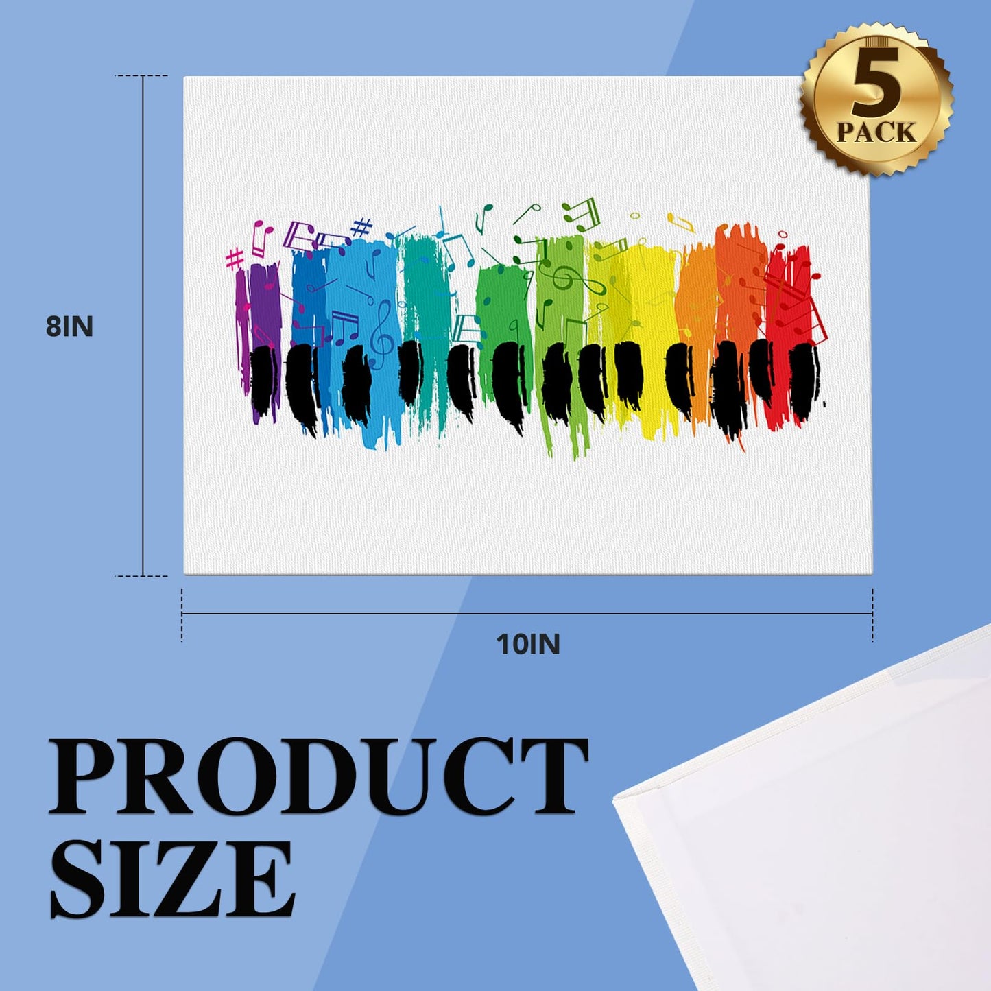 Canvas Boards for Painting, 5 Pack Canvases for Painting 8x10 Cotton Primed Acid Free Blank Canvas Panels for Oil Paint, Watercolor, Acrylic Paint, Gouache and Tempera.