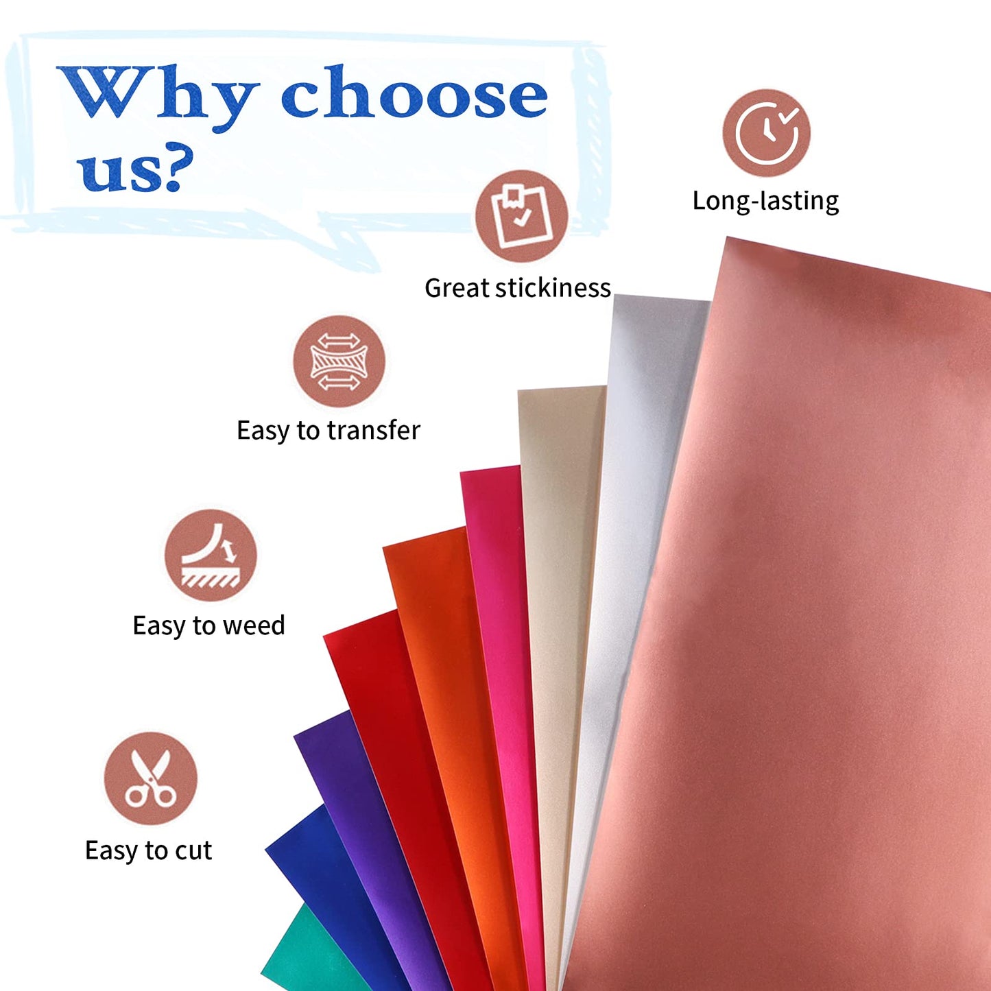 Matte Metallic Vinyl Permanent, 9 PCS 12 "x12 Metallic Vinyl Sheets - Permanent Adhesive Vinyl for Cricut Machine & Silhouette Cameo