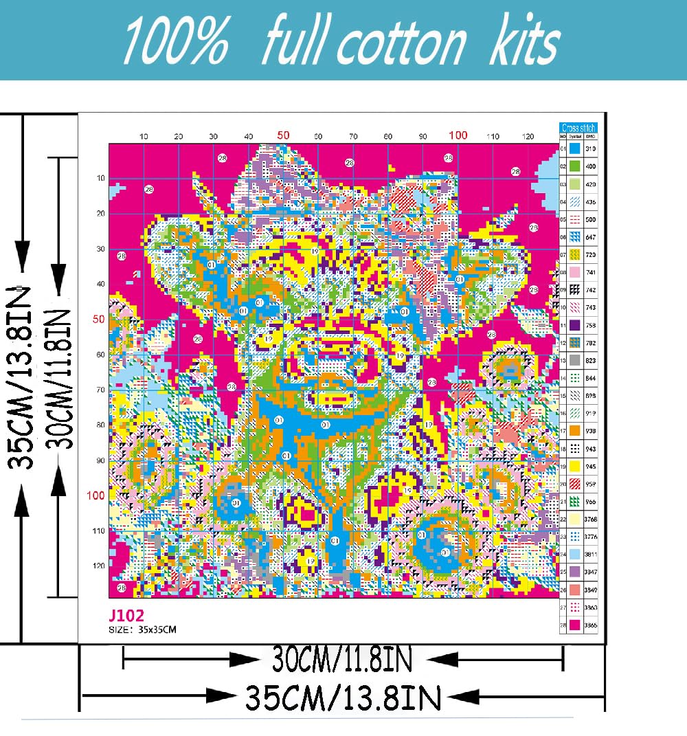 Cow Stamped Cross Stitch Kits for Adults Beginner, Sunflowers Counted Cross Stitch Kits Printed Stitching Cute Patterns Dimensions Needlepoint Art Crafts Embroidery Kits for Adults Beginners