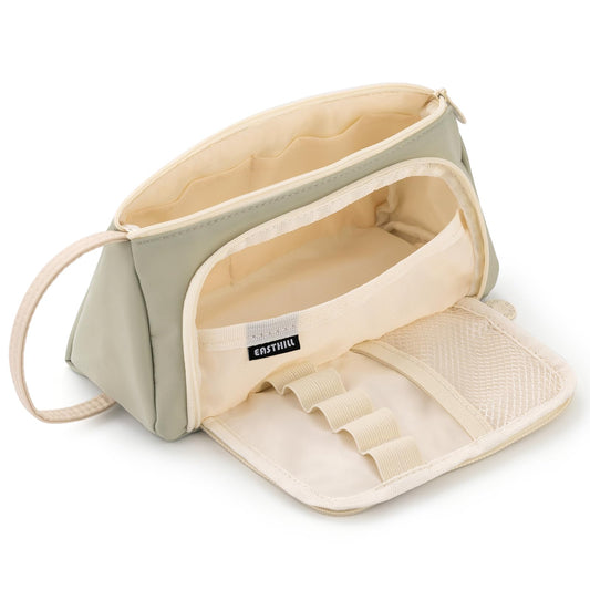 Pencil Case Large Capacity Pencil Pouch School Suppies Pen Case Simple Stationery College Office Organizer for Girls Adults-Light Green