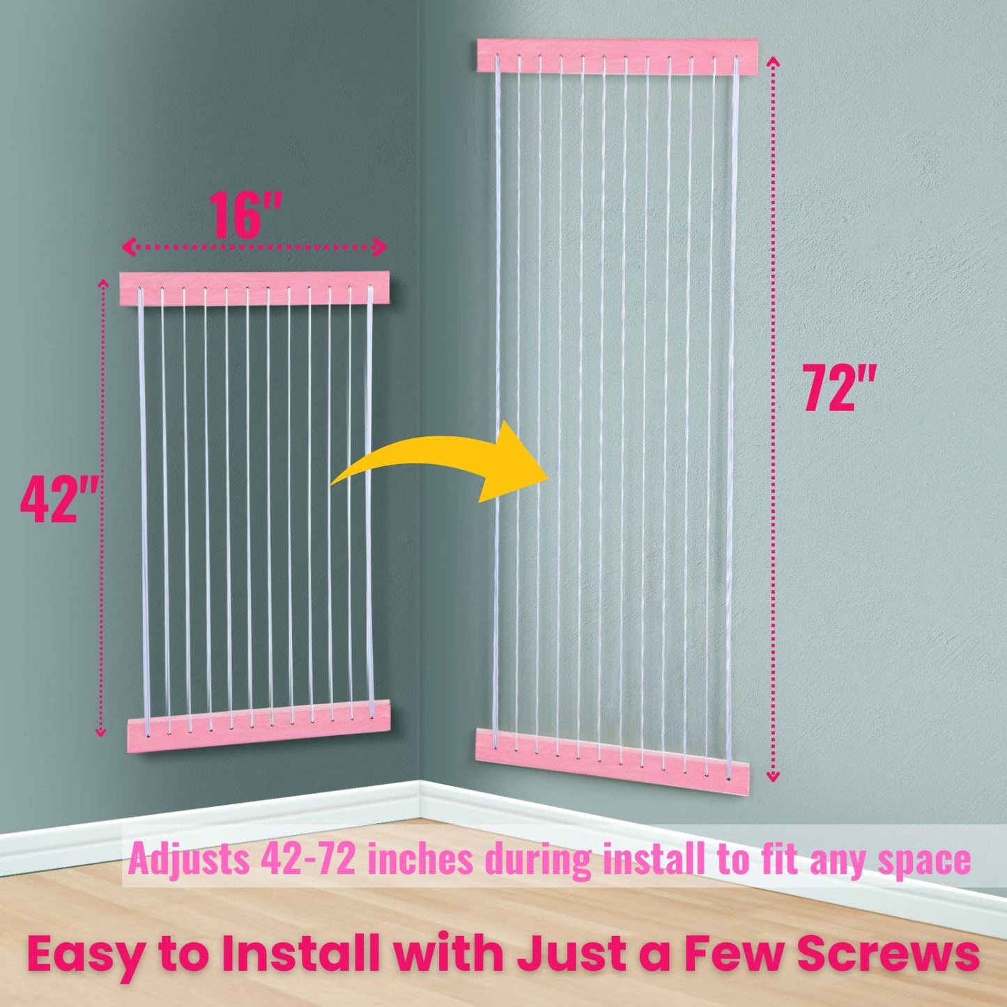 Stuffed Animal Storage Wooden Soft Toy Storage for Kids Room,Wall Mount Door Hanging Stuffed Animal Toy Organizer Shelf for Nursery Play Room Pink -Patent