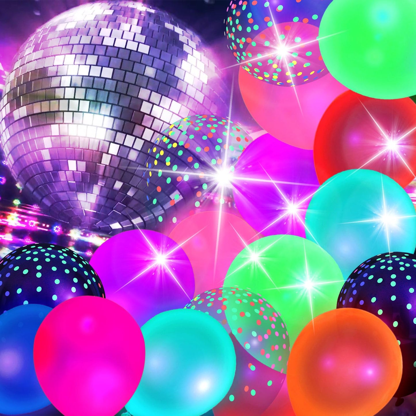 3 otters 66PCS Glow Balloons Assorted Colors, 12"" UV Neon Balloons with Small Dots Neon Glow in the Dark Balloons Fluorescent Balloons for Birthday Wedding Glow Party Supplies, Medium, HSHD2969