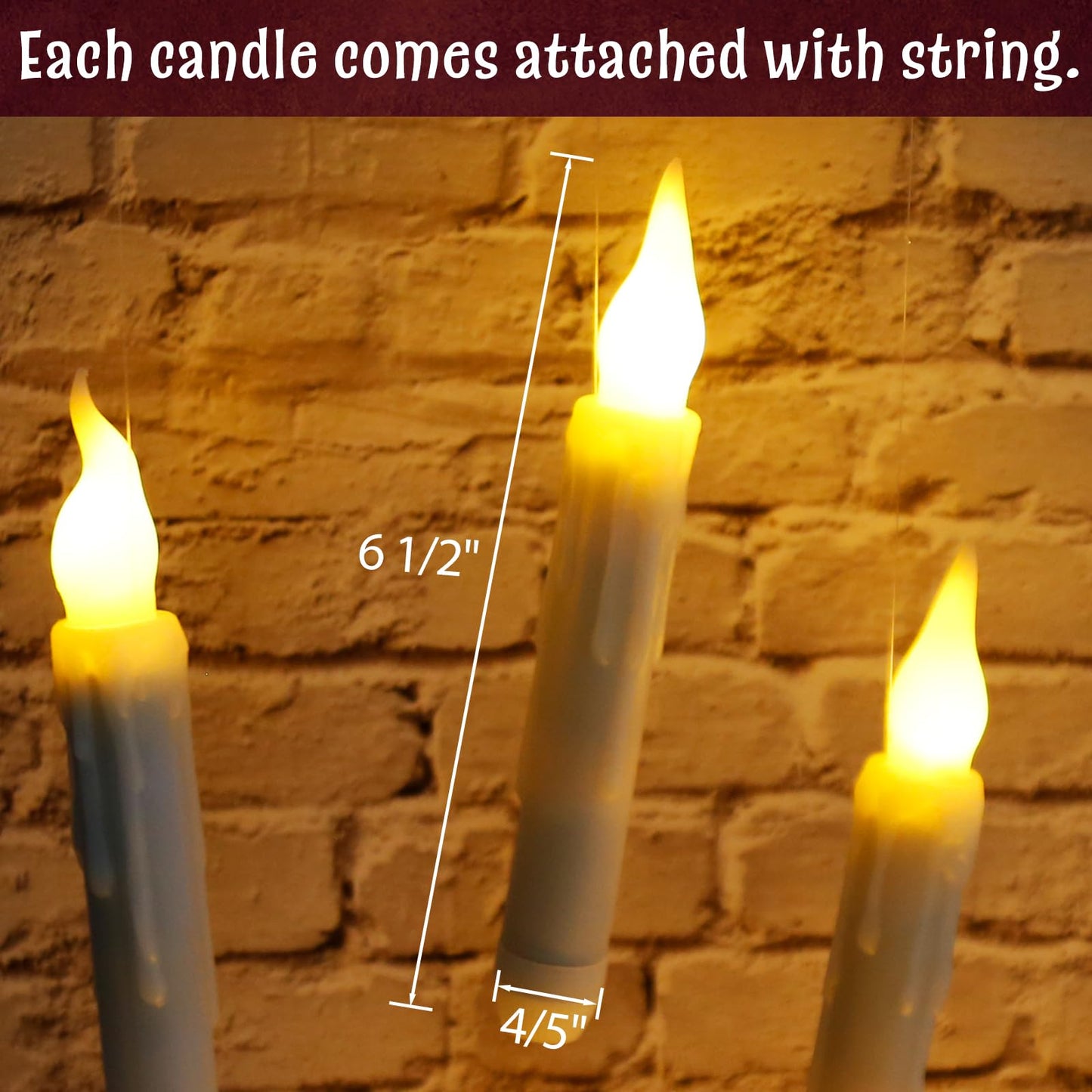 Halloween Decorations - Floating Candles with Wand - 12 Pcs Magic Flickering Warm Light Flameless Floating LED Candle Christmas Decor for Indoor Classroom Bedroom Party