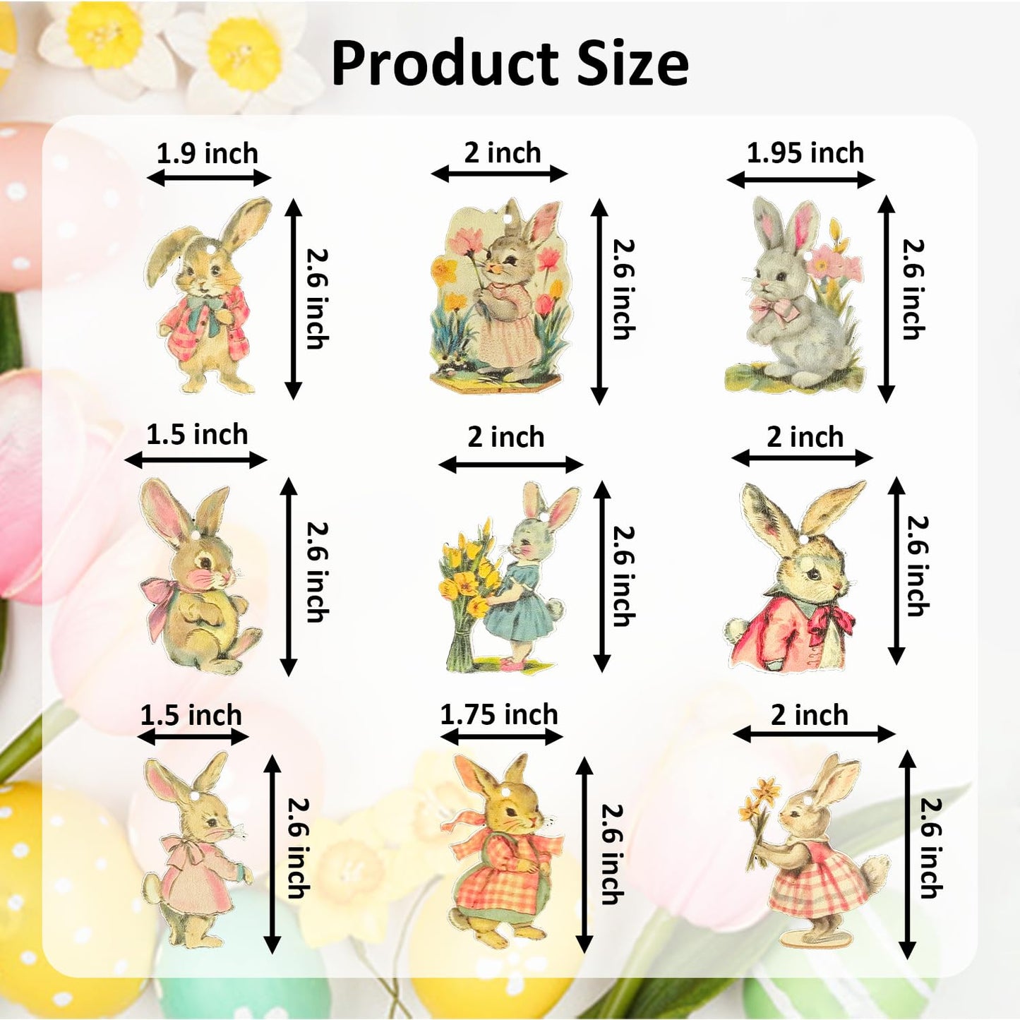 Vintage Easter Decoration Wooden Hanging Ornaments - 36Pcs Vintage Style Rabbits Bunny Wood Cutouts Rustic Farmhouse Spring Tree Decor Home Easter Party Supplies